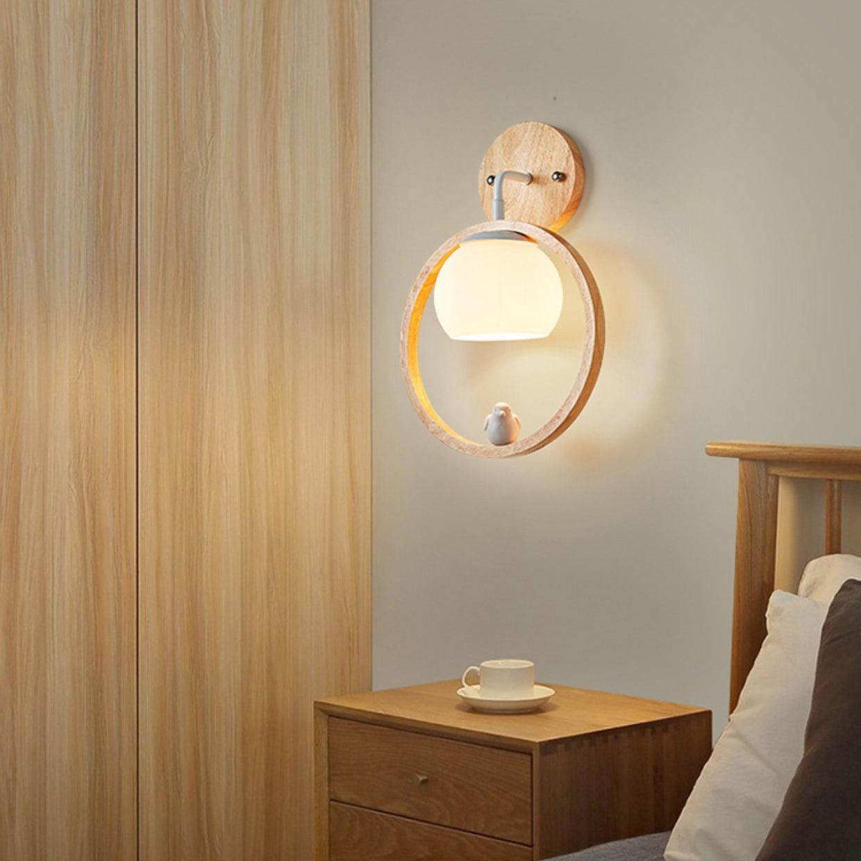 Wood Bird Wall Lamp