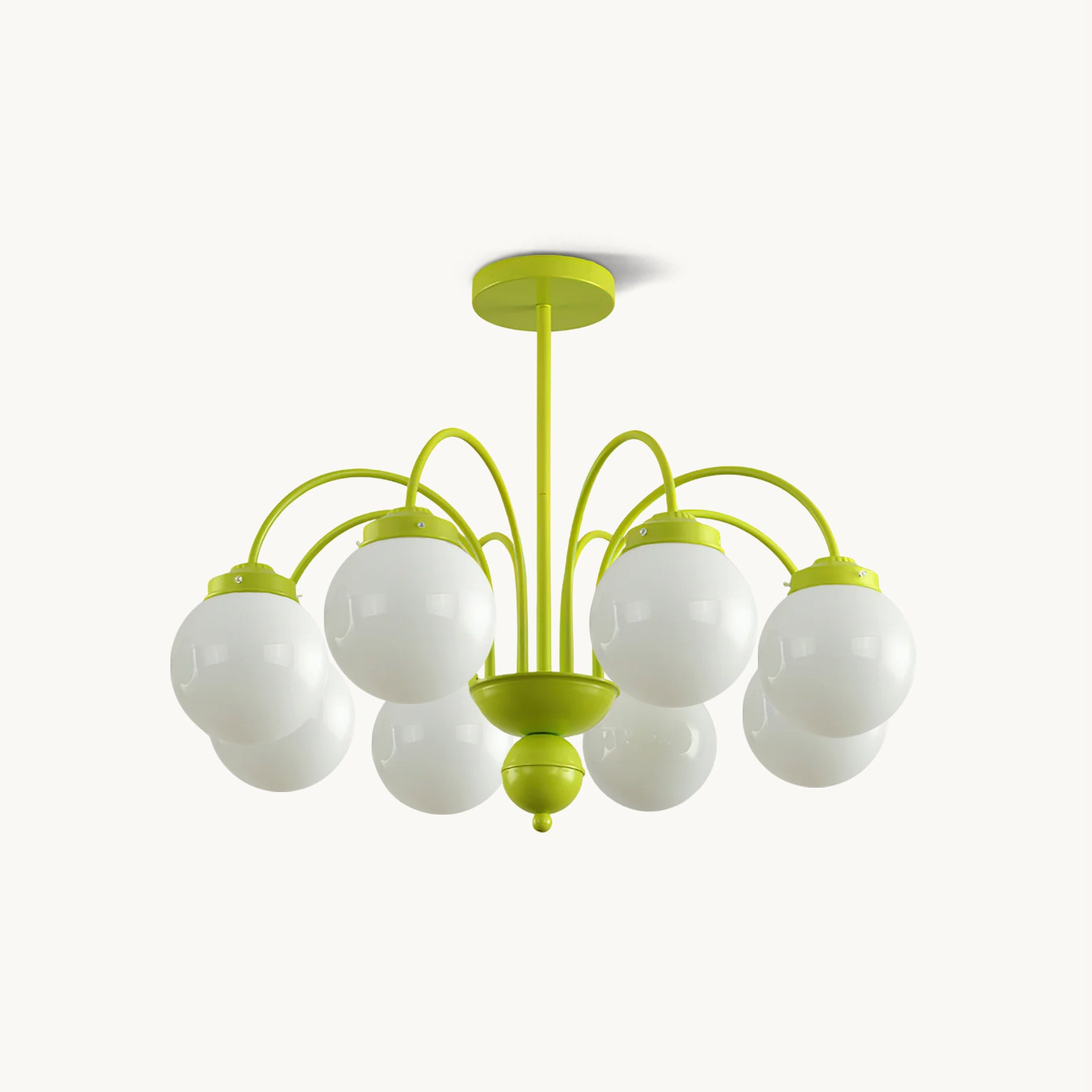 クリーム色のガラスボールシャンデリア