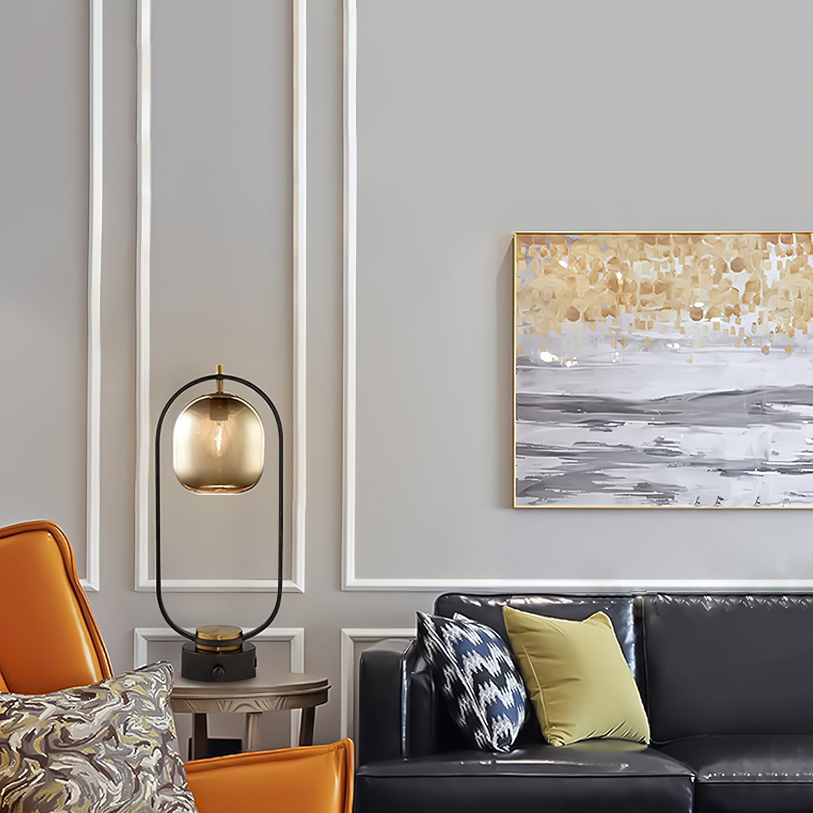 楕円リングアイアンテーブルランプ