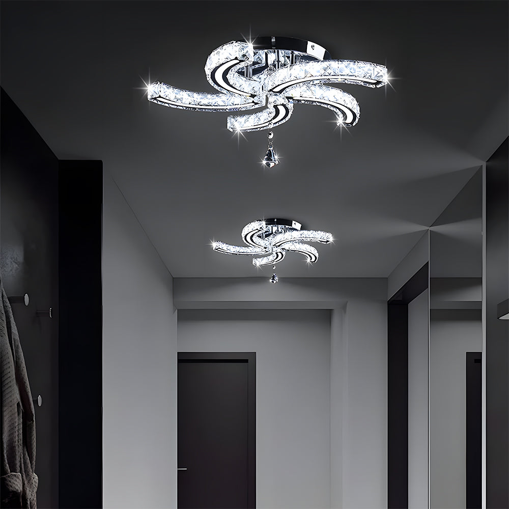 Crystal LED Ceiling Light 5 Arms Flush Mount Ceiling Light