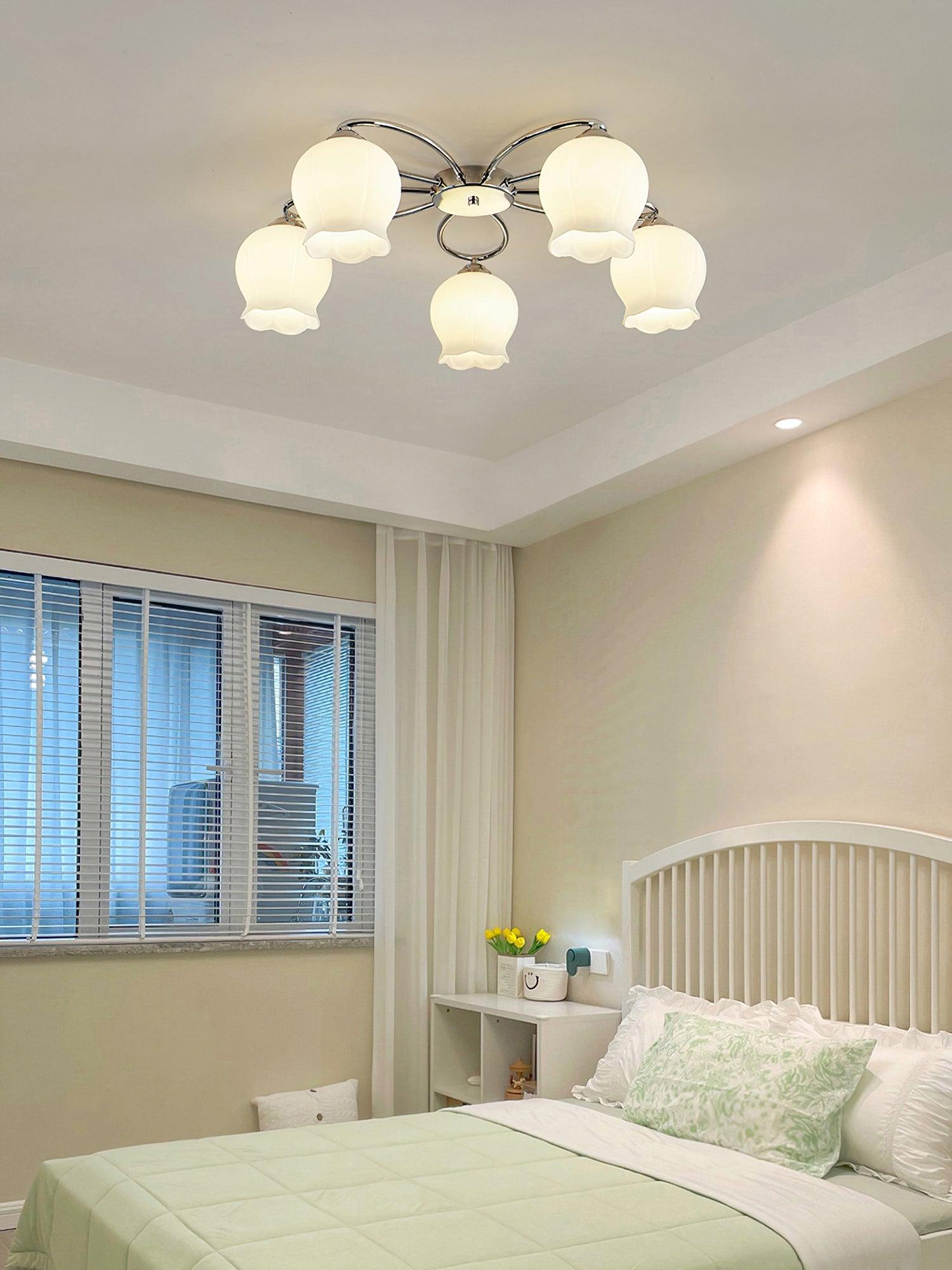 花柄ガラスシーリングランプ