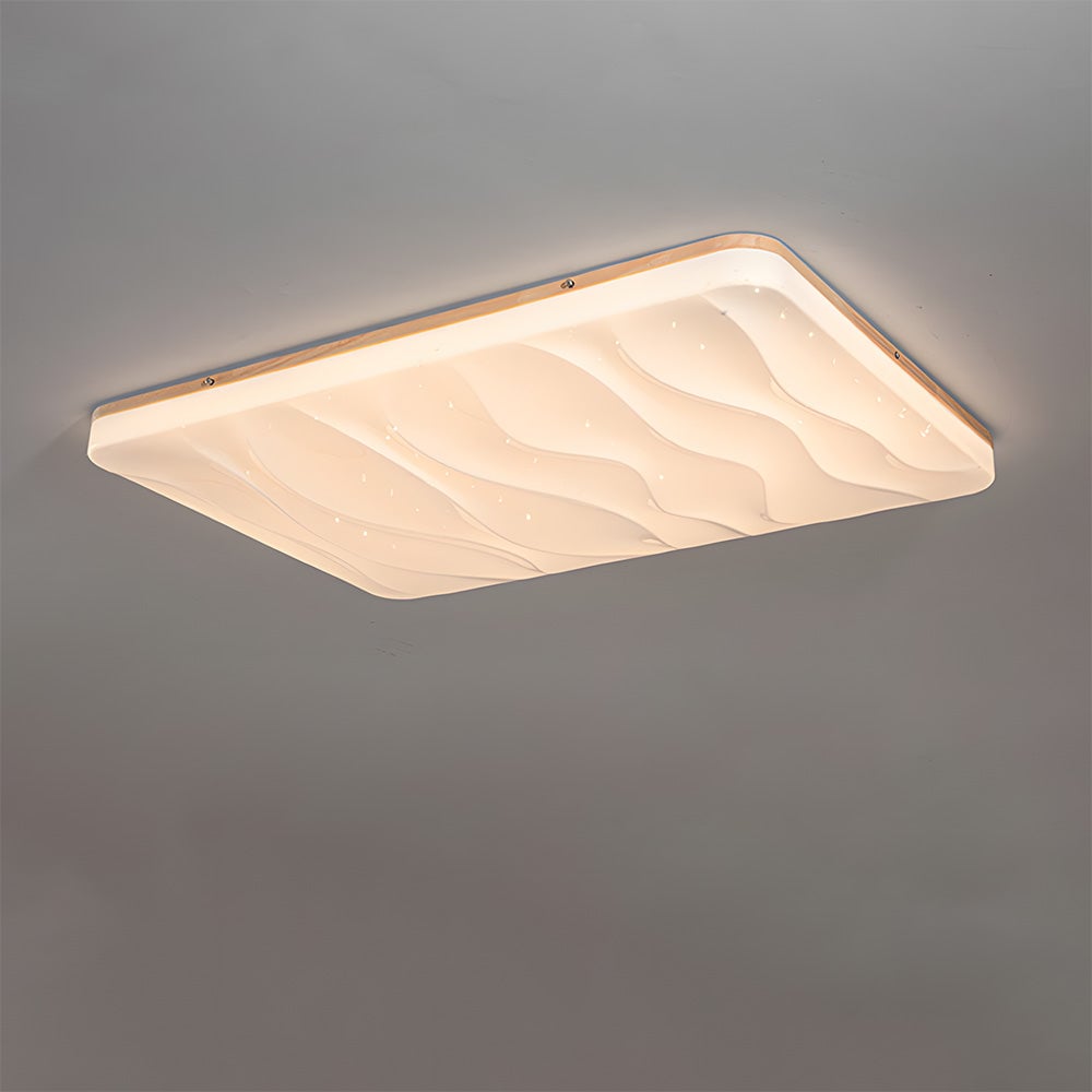 レトロミニマルな木製リビングルームLEDシーリングライト