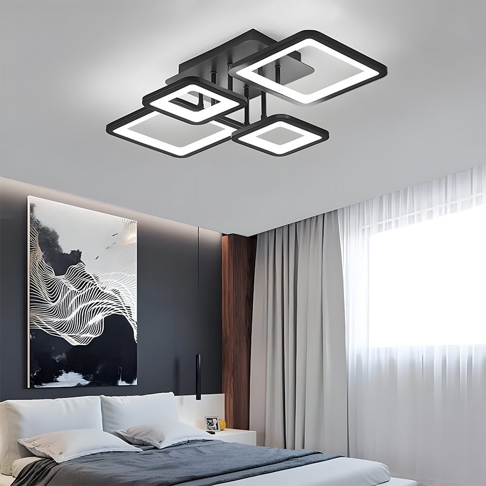 モダンなLEDシーリングライト、リビングルーム用ブラックアクリルシーリングランプ