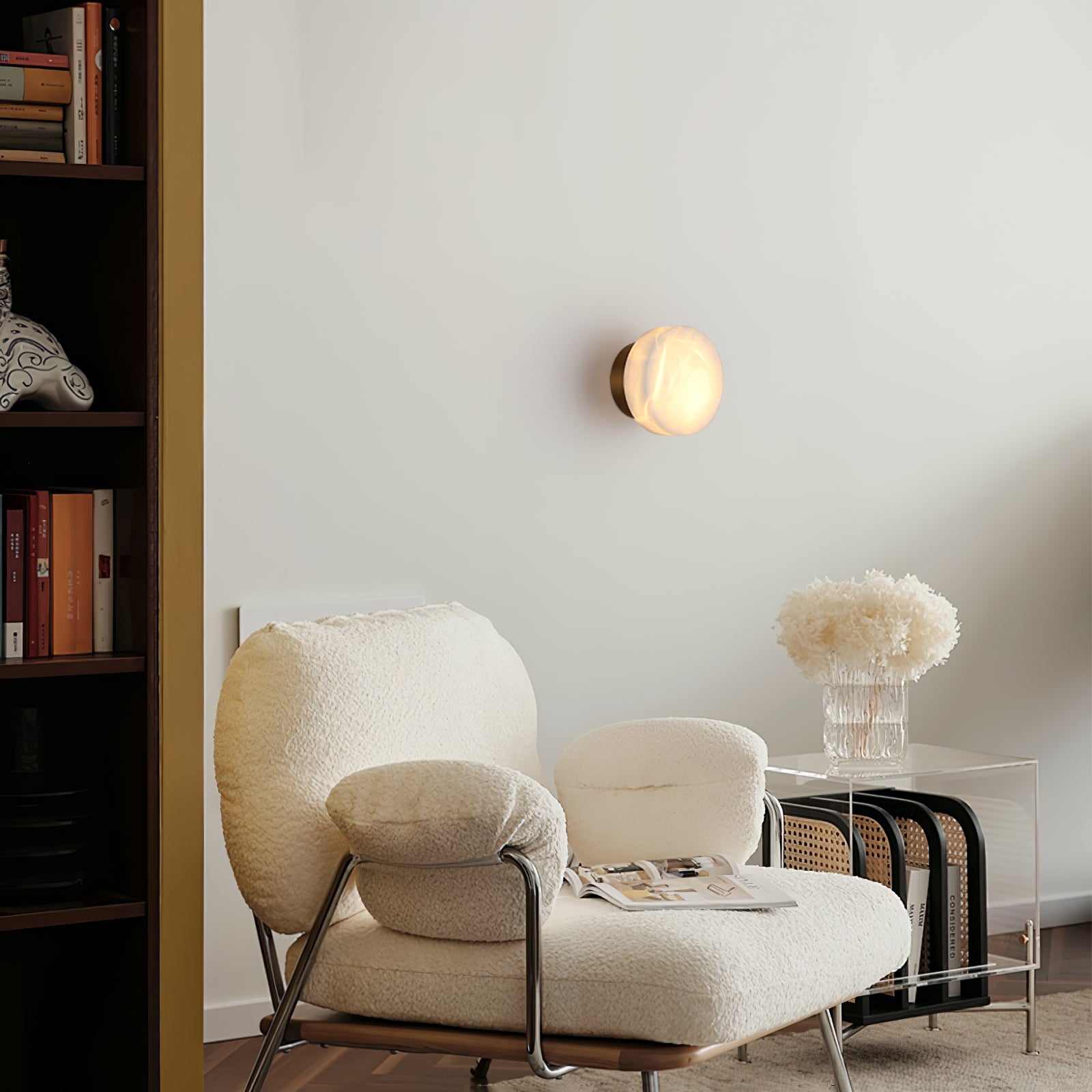 円筒形アラバスターウォールライト