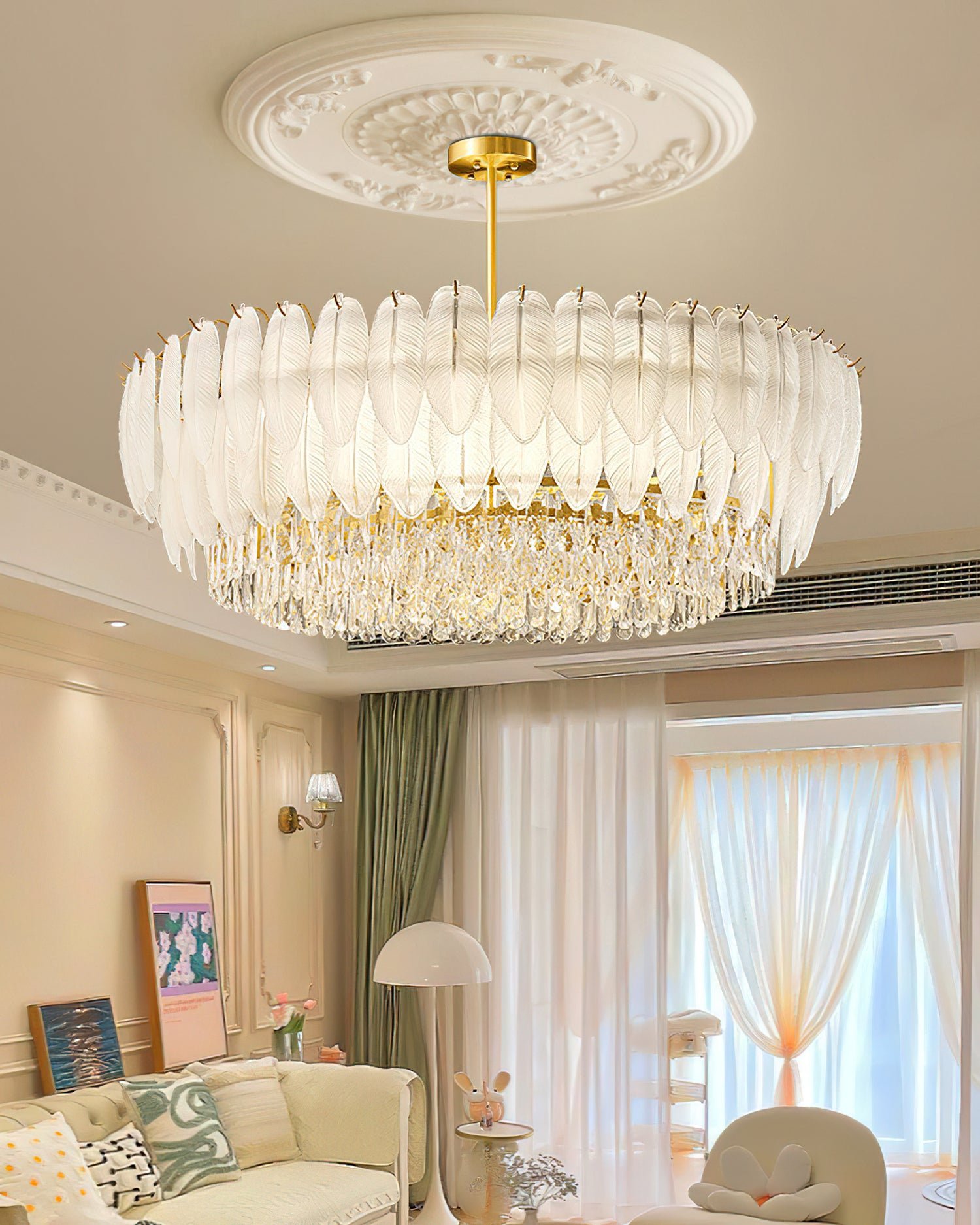 Greta Feather Crystal Chandelier