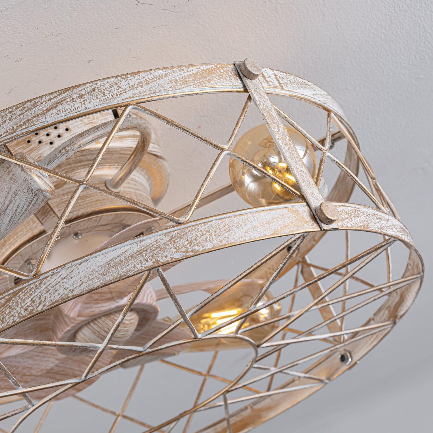 ホワイトとゴールドのメタル、リモートシーリングファンランプ付き