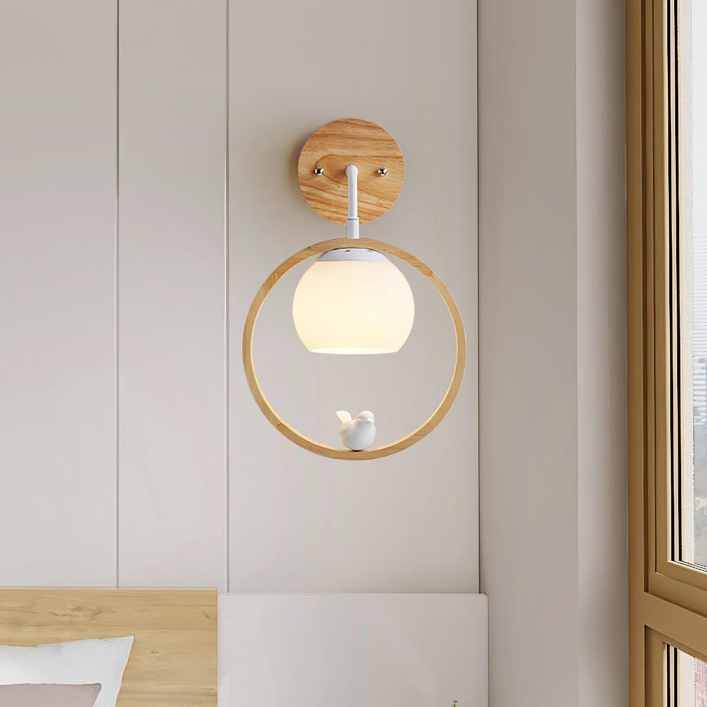 Wood Bird Wall Lamp