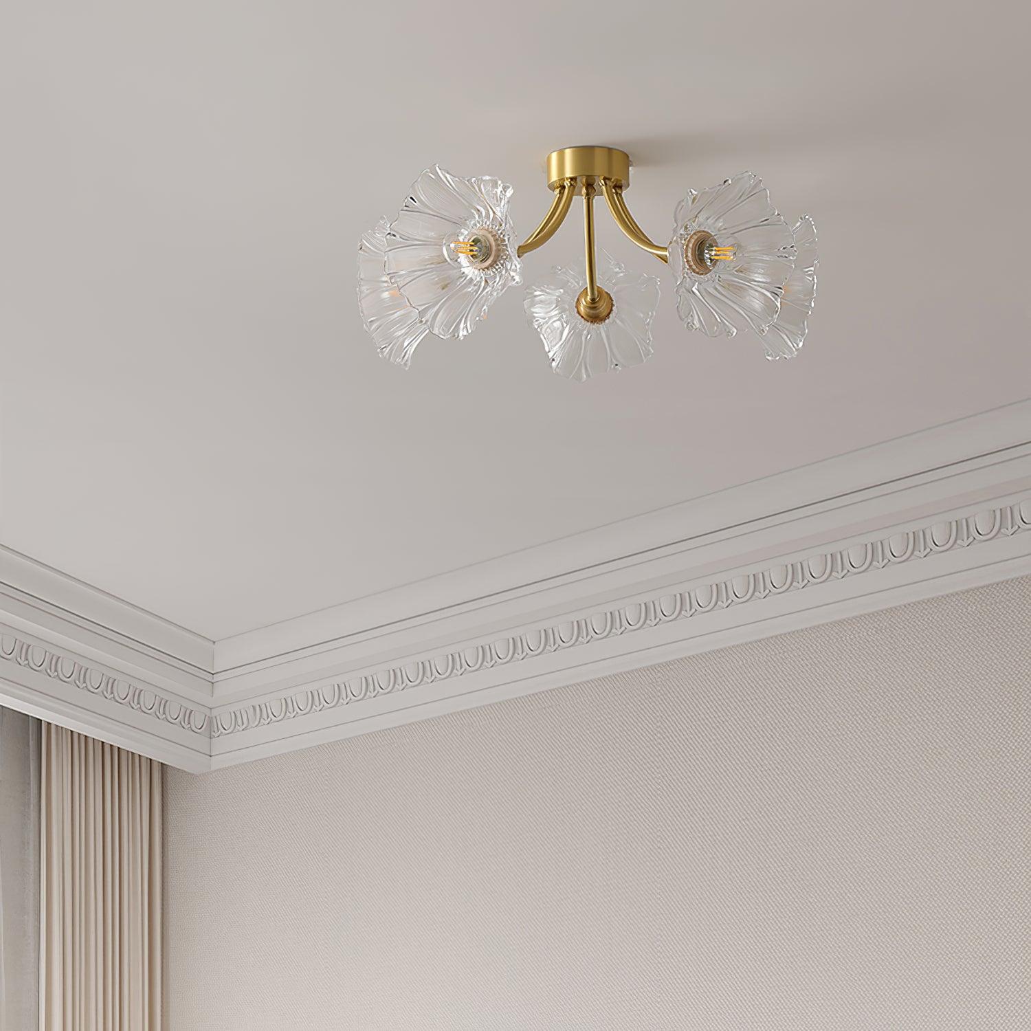 カリンフラワーガラスシーリングランプ