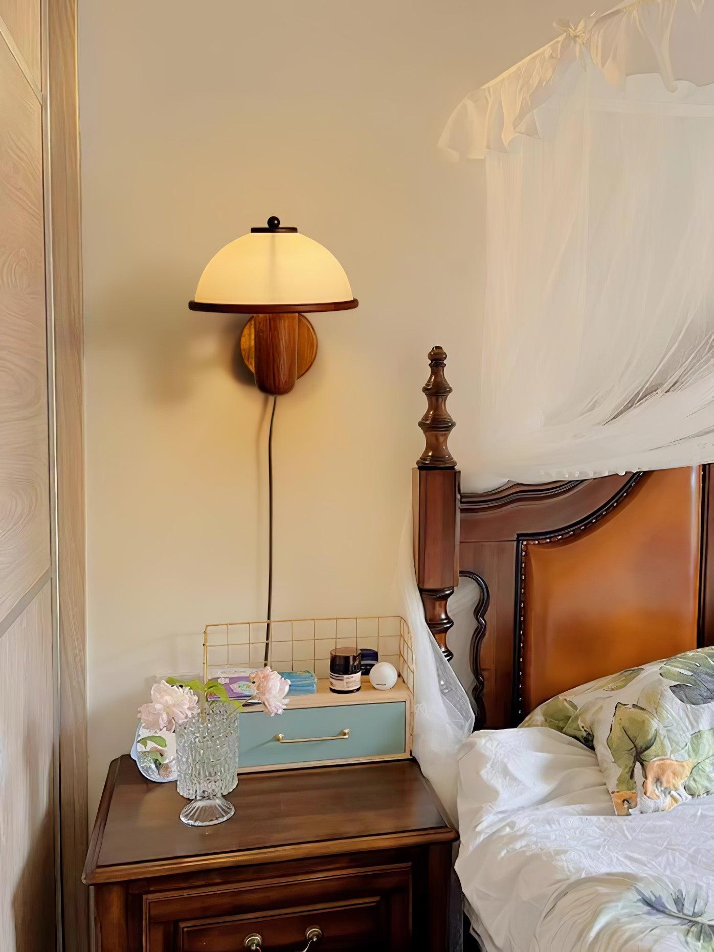 マッシュルームウッドウォールランプ