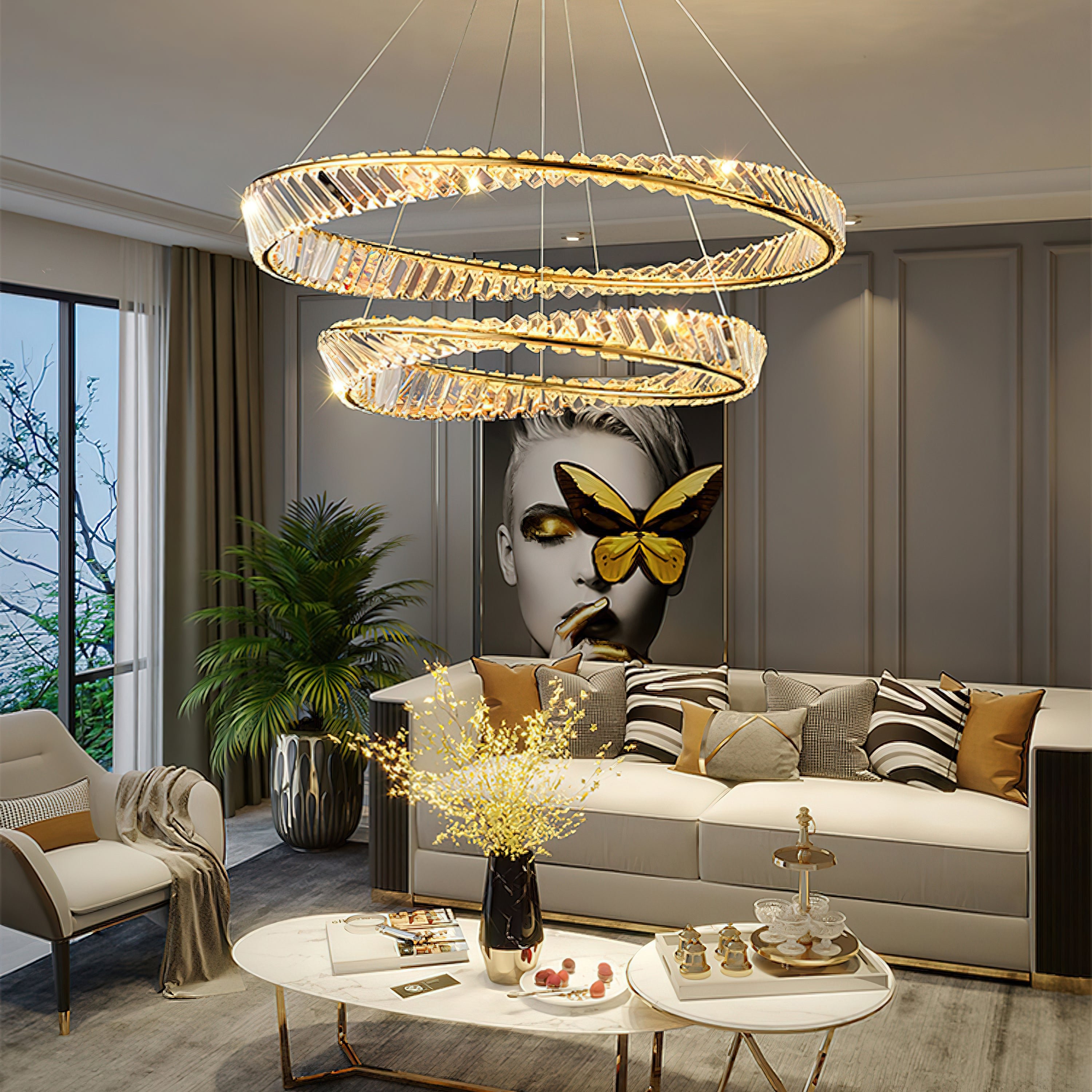 Ous クリスタル リング シャンデリア