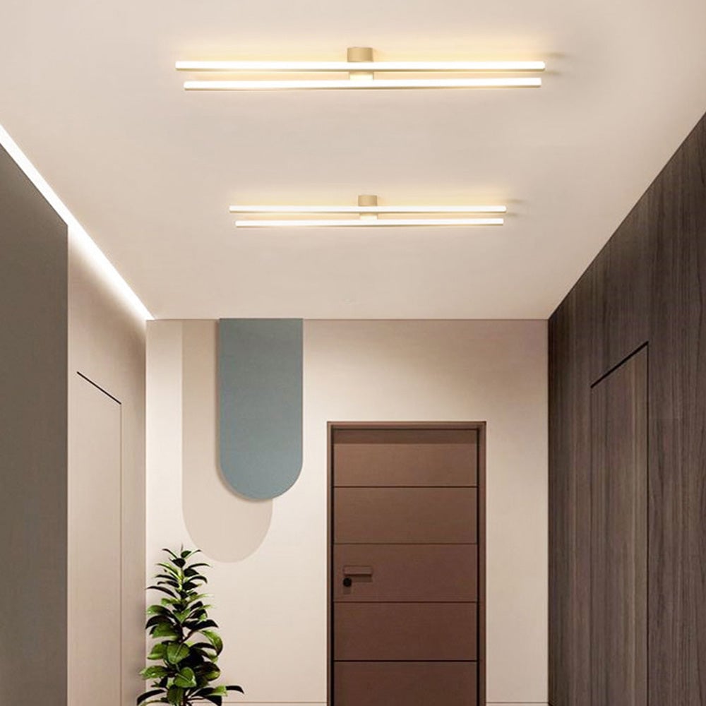 インダストリアルミニマリストアイアンリビングルームダブルリニアLEDシーリングライト