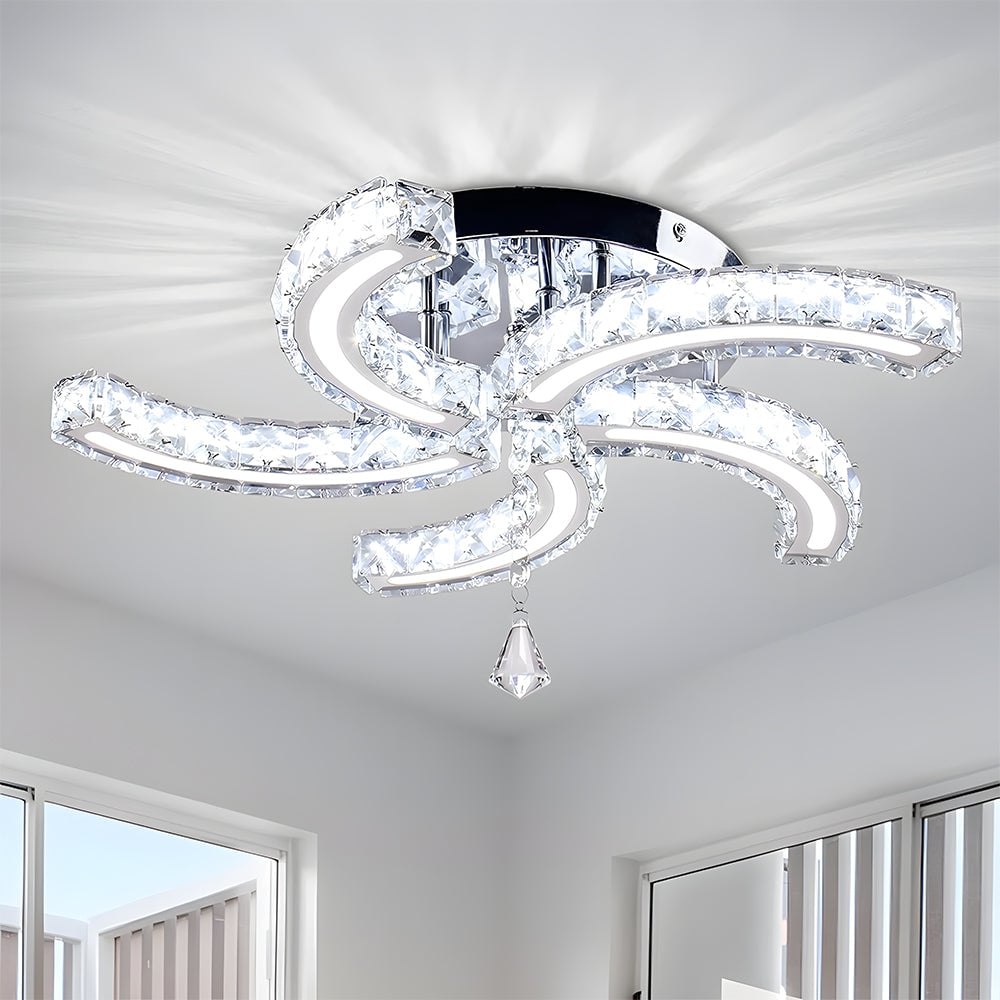 Crystal LED Ceiling Light 5 Arms Flush Mount Ceiling Light