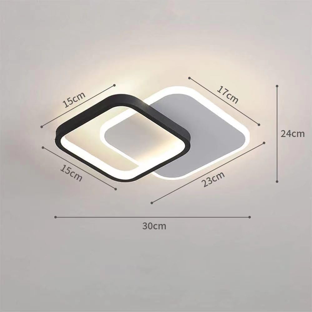 リビングルームに最適な、モダンな幾何学模様のアイアンブラックフラッシュLEDシーリングライト