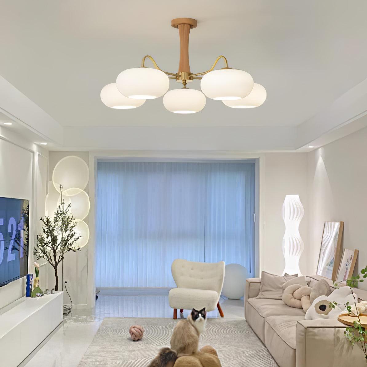 真鍮木製パーシモンシャンデリア