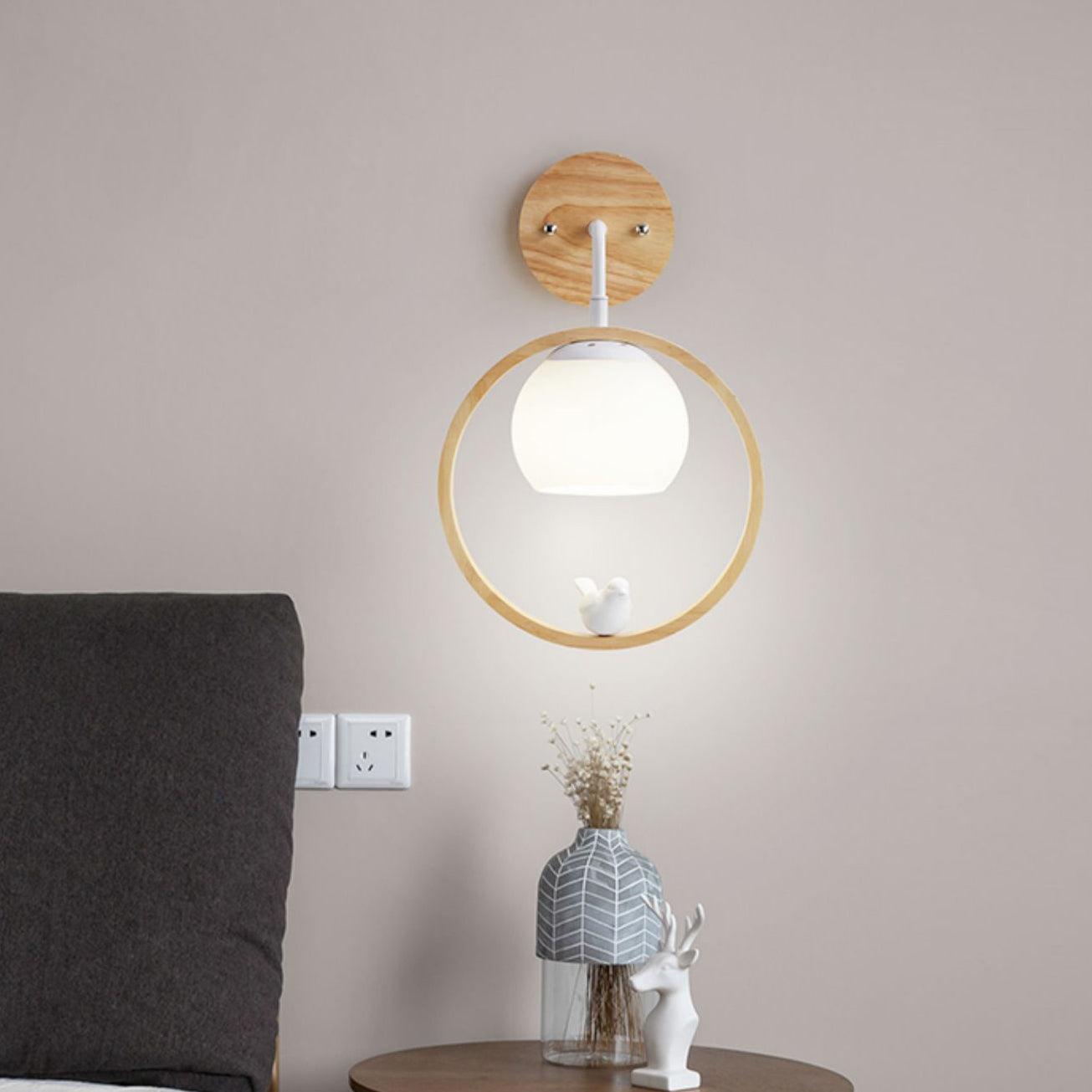 Wood Bird Wall Lamp