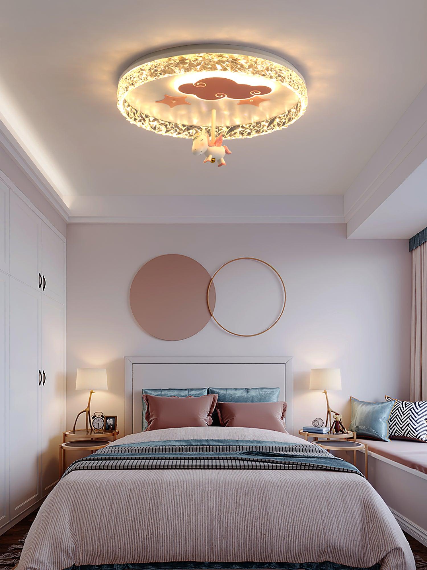 ラウンドカルーセル子供用シーリングランプ