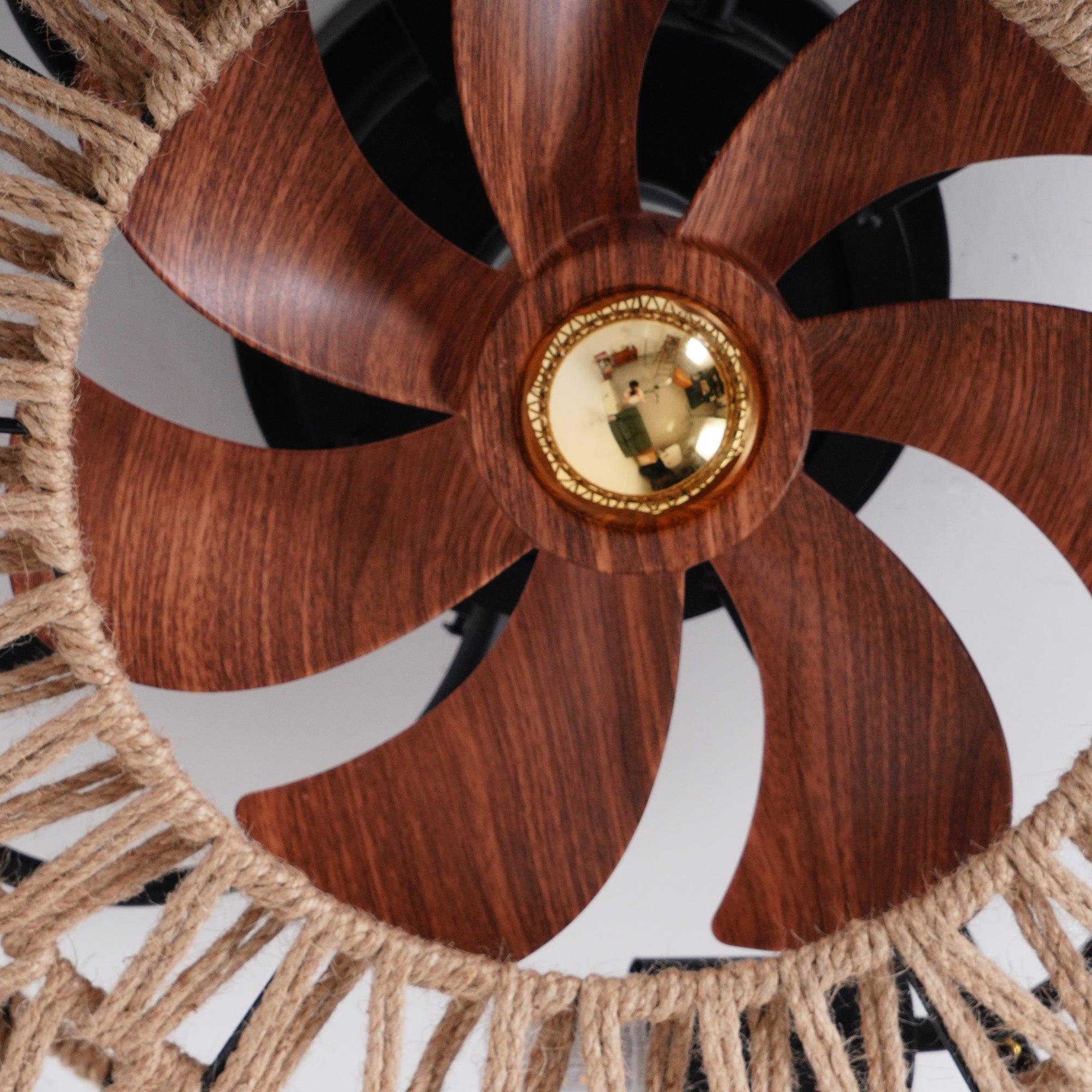 リモコンシーリングファンランプ付き麻ひも