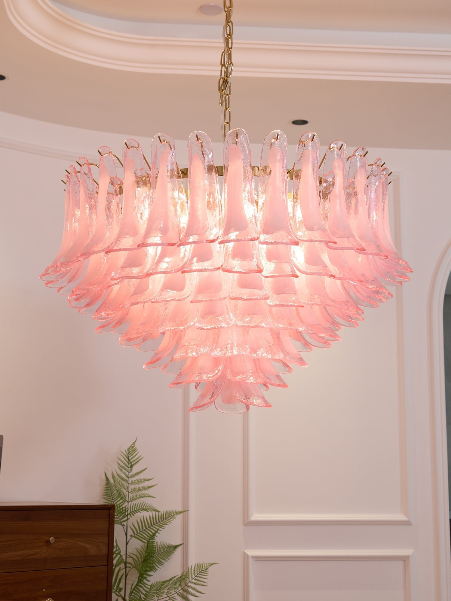 Addis Pink Glass Chandelier