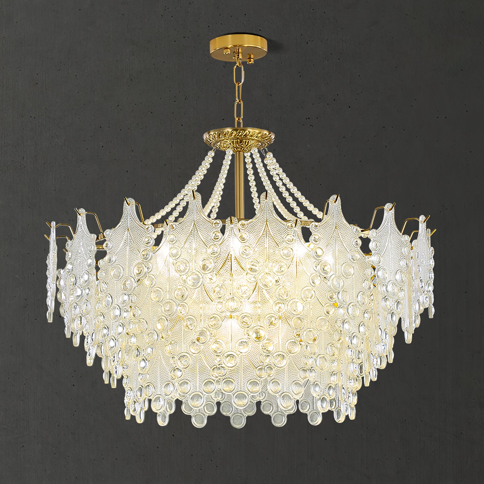 ブロンズ彫刻ガラスシャンデリア