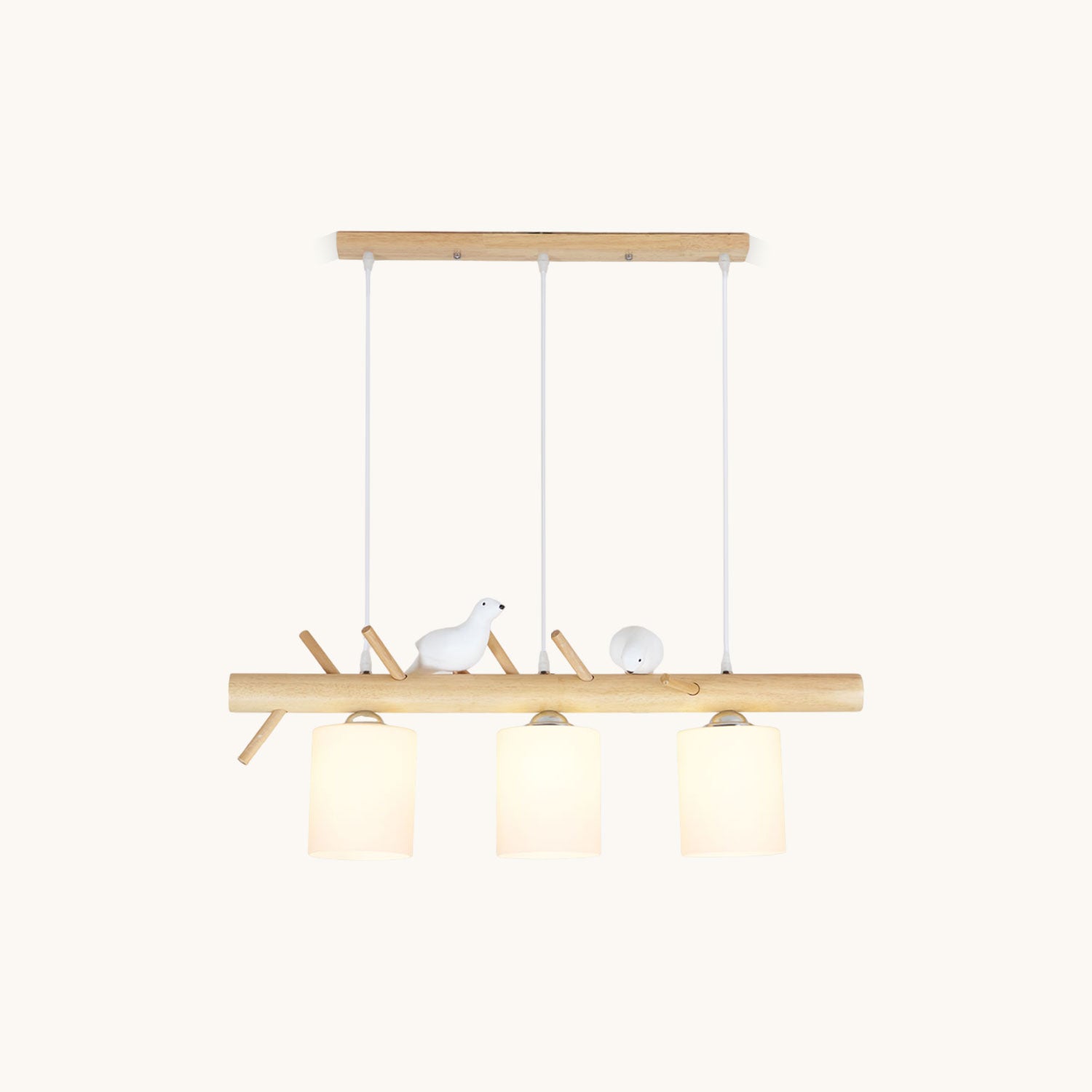 木製の鳥のシャンデリア