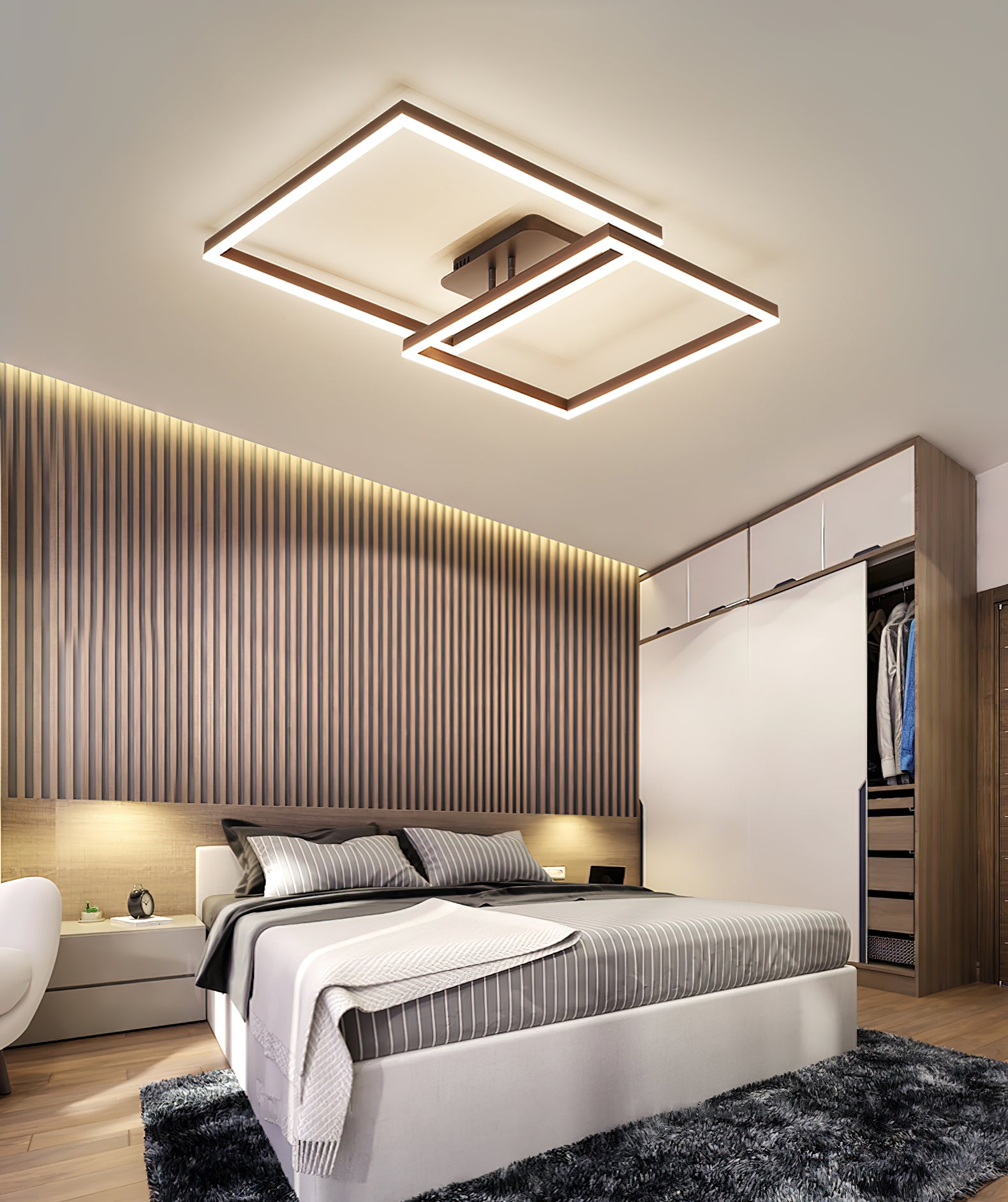 シンプルな幾何学模様の天井ランプ