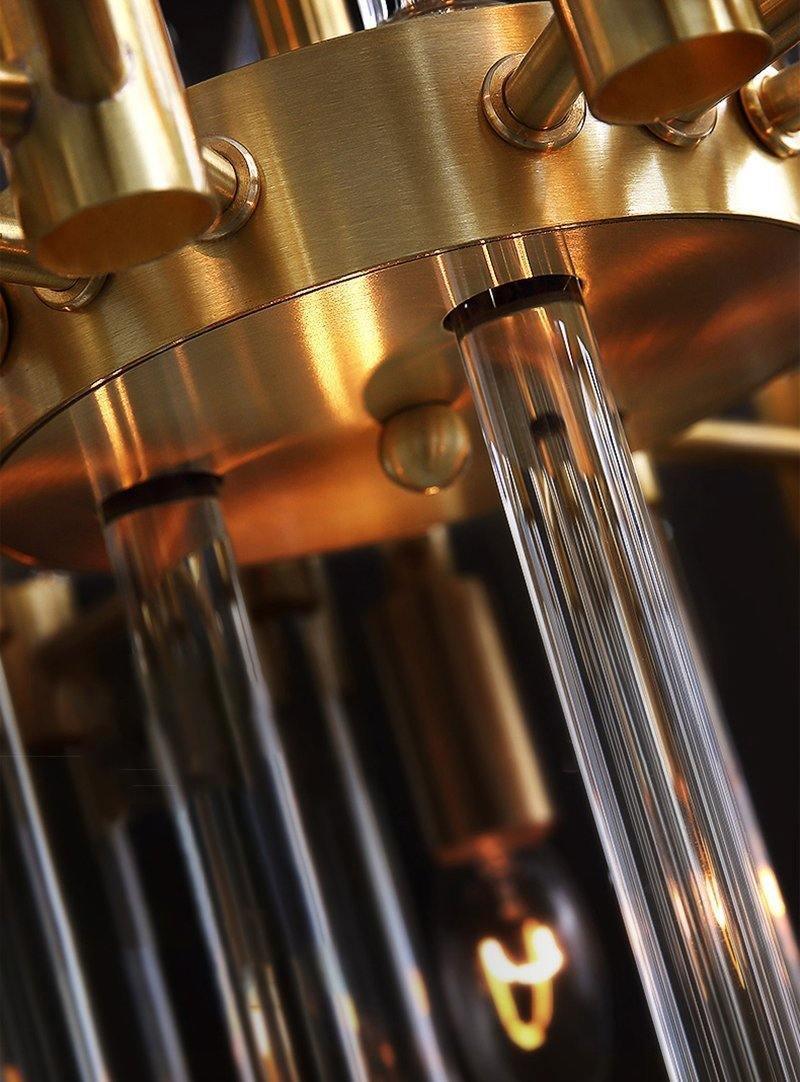 透明ガラスロッド真鍮シャンデリア