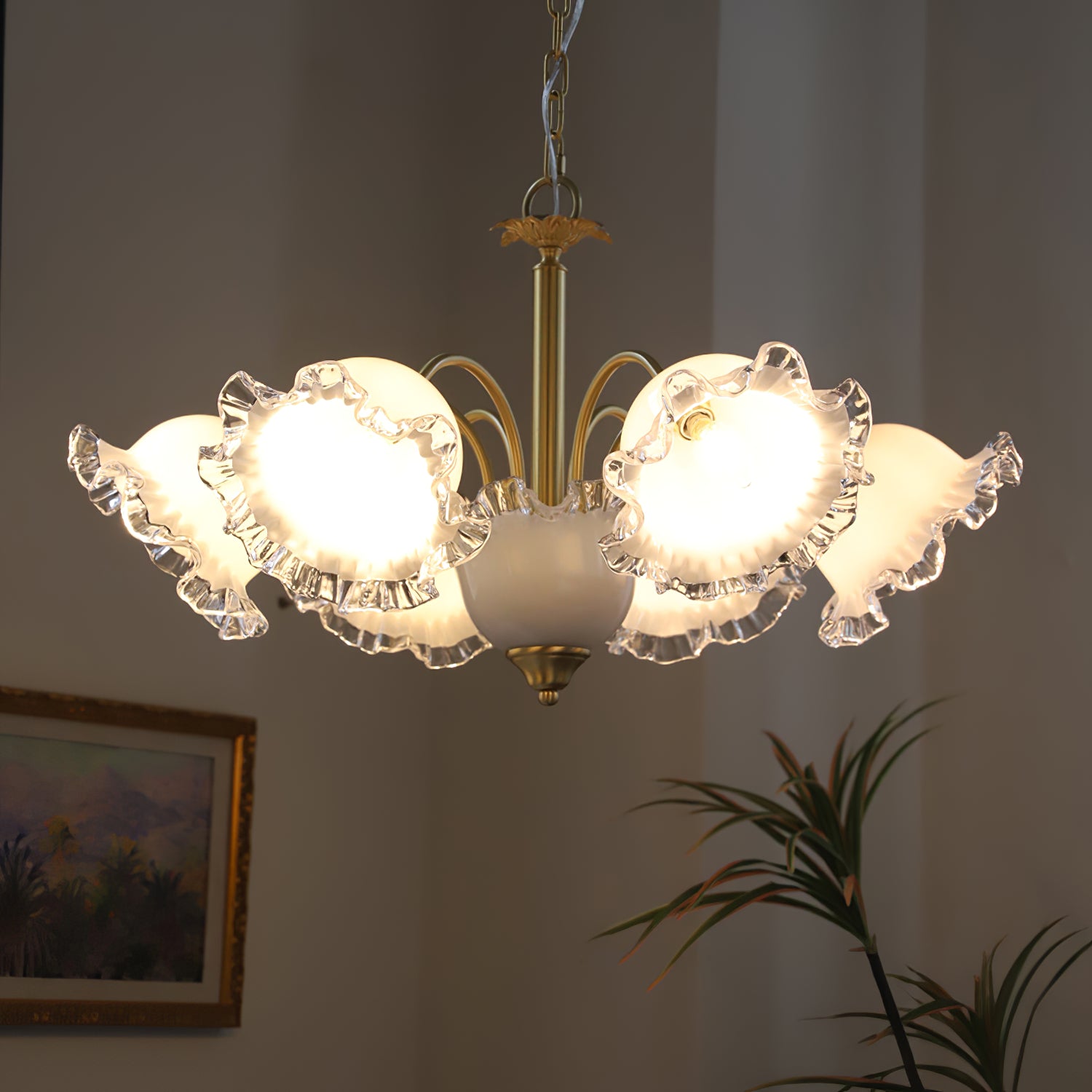 花柄ガラスシャンデリア