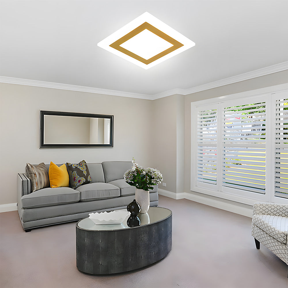 リビングルームに最適なシンプルなデザインのアクリル製フラッシュマウント天井ランプ