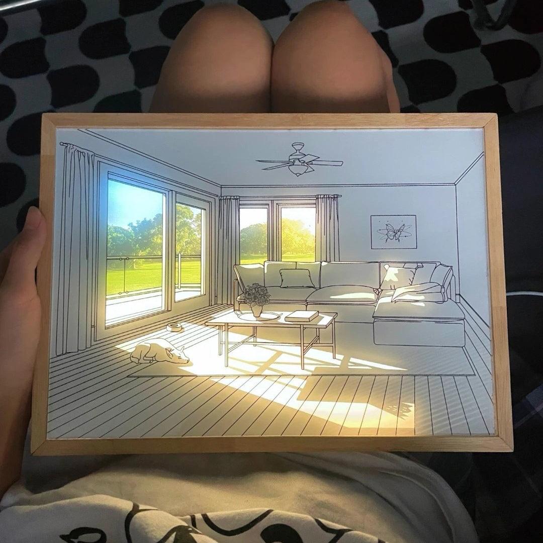 日光浴する犬の壁画アートランプ