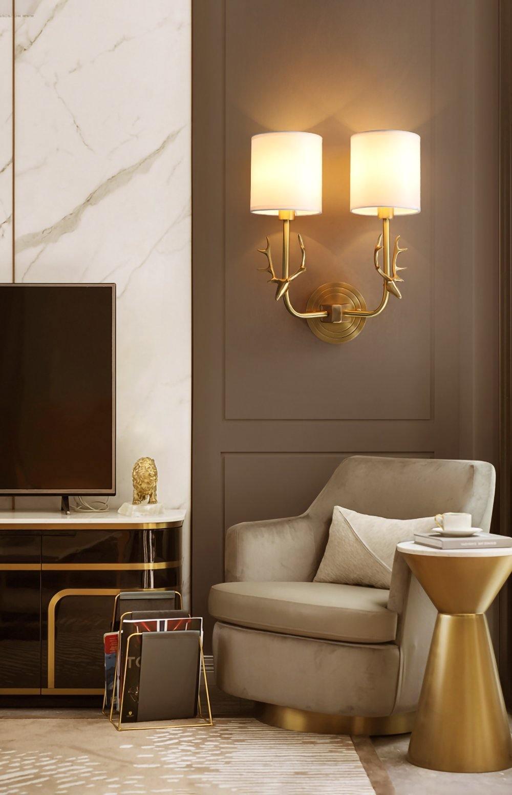 真鍮製鹿の頭のウォールライト