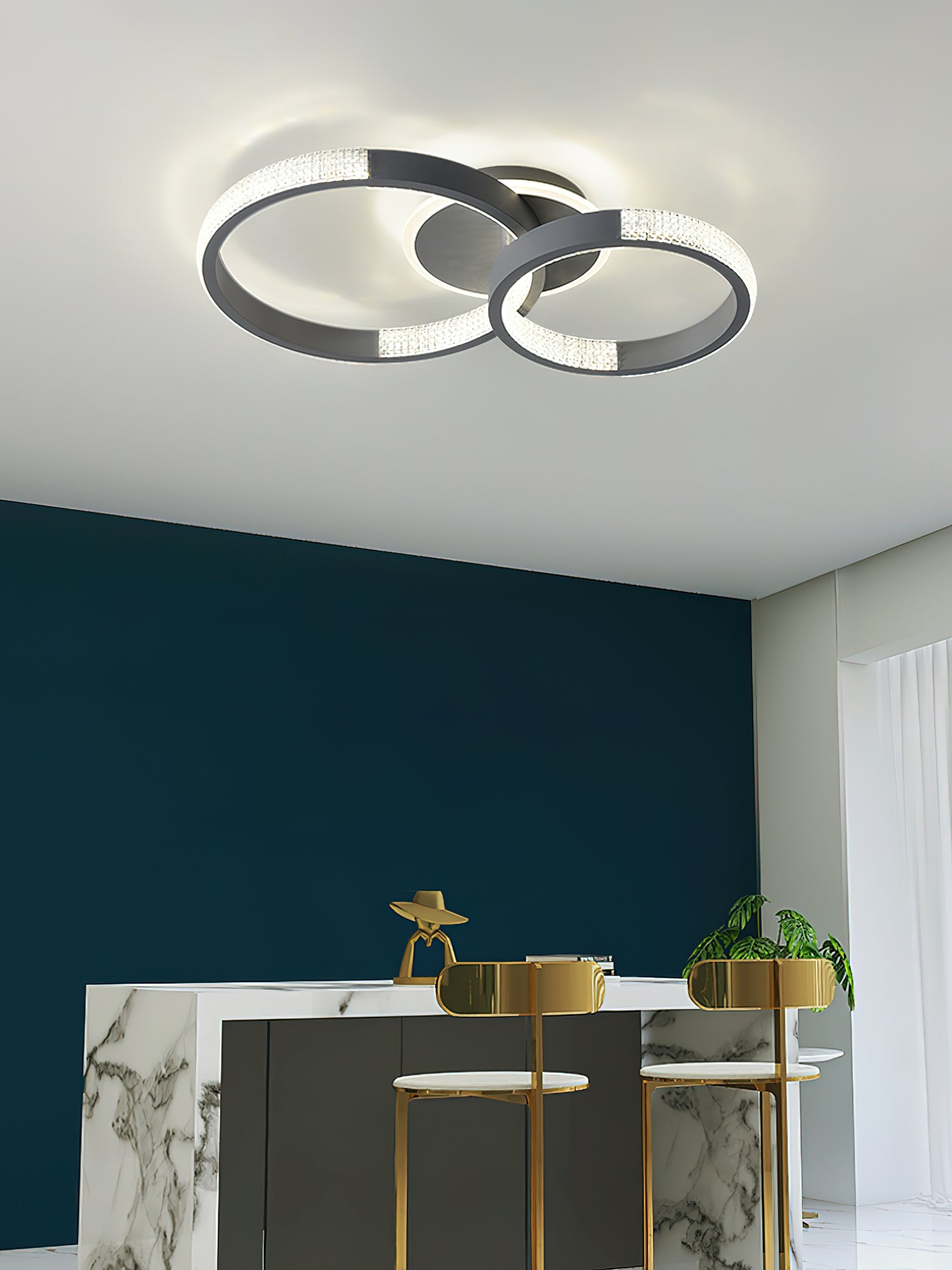 モダンなダブルリング天井ランプ