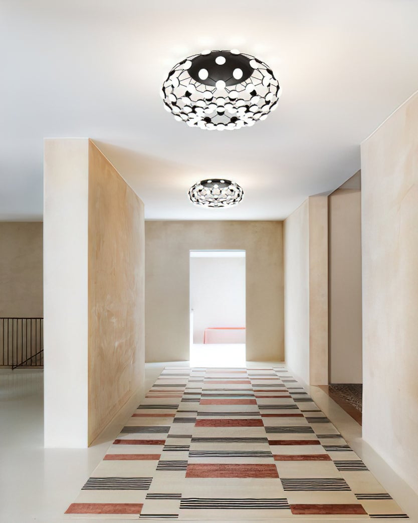 黒と白のメッシュ天井ランプ