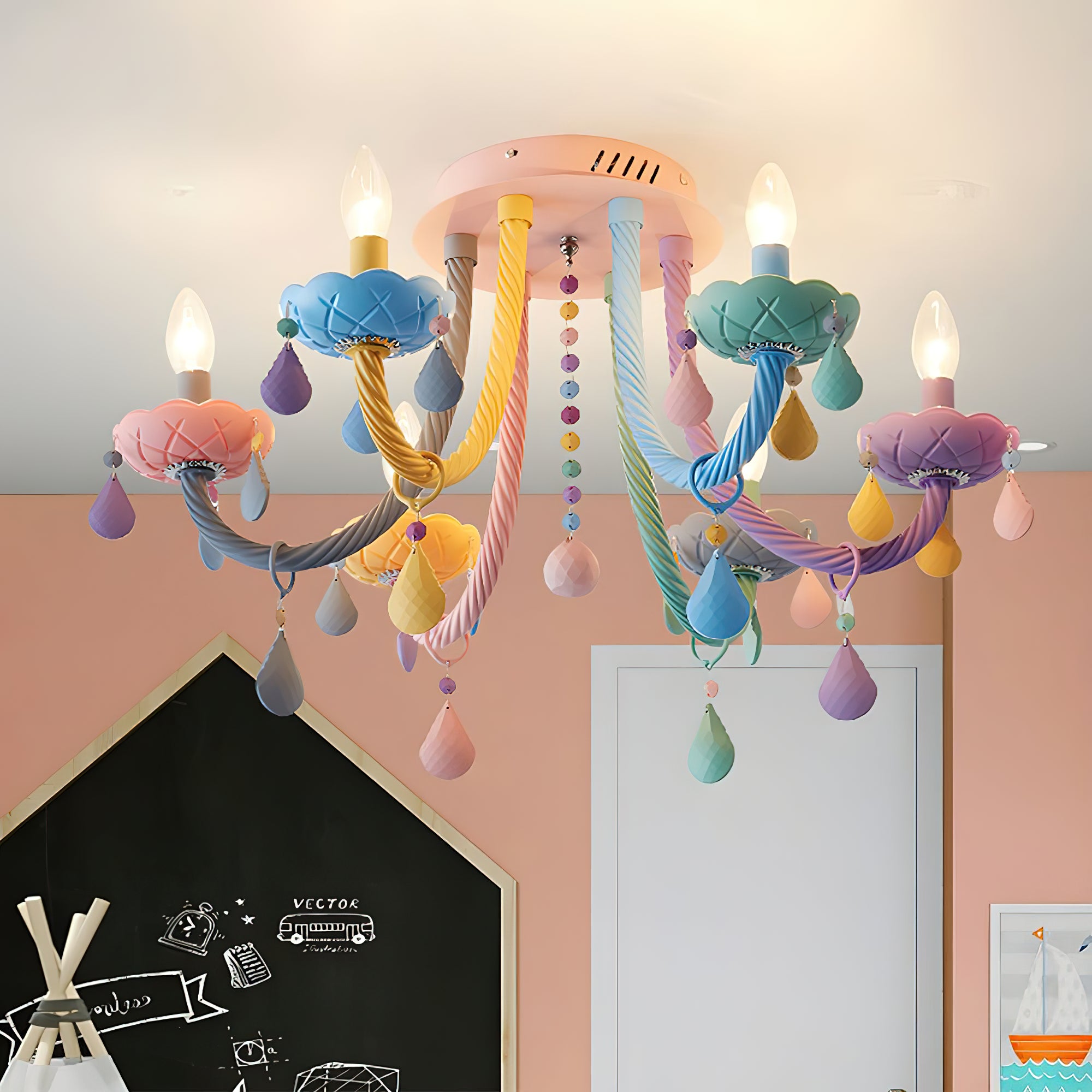 マカロン シャンデリア クリスタル シーリング ランプ