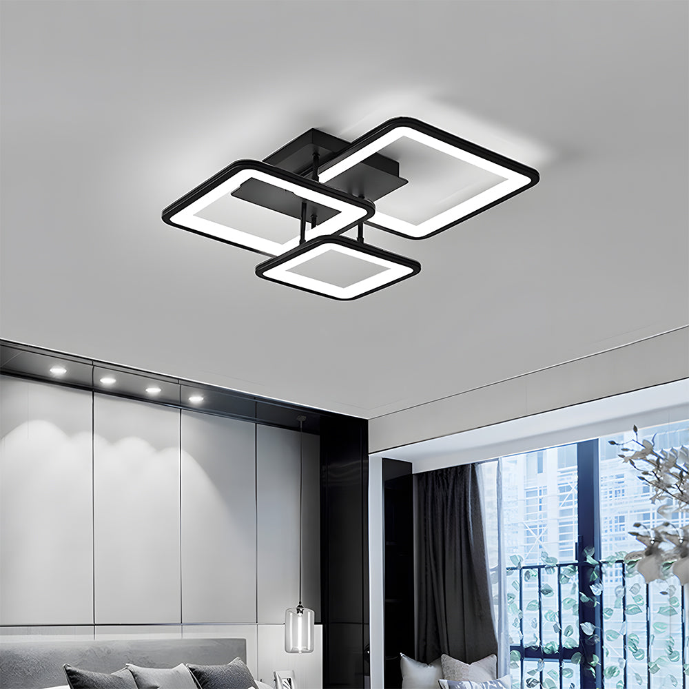モダンなLEDシーリングライト、リビングルーム用ブラックアクリルシーリングランプ