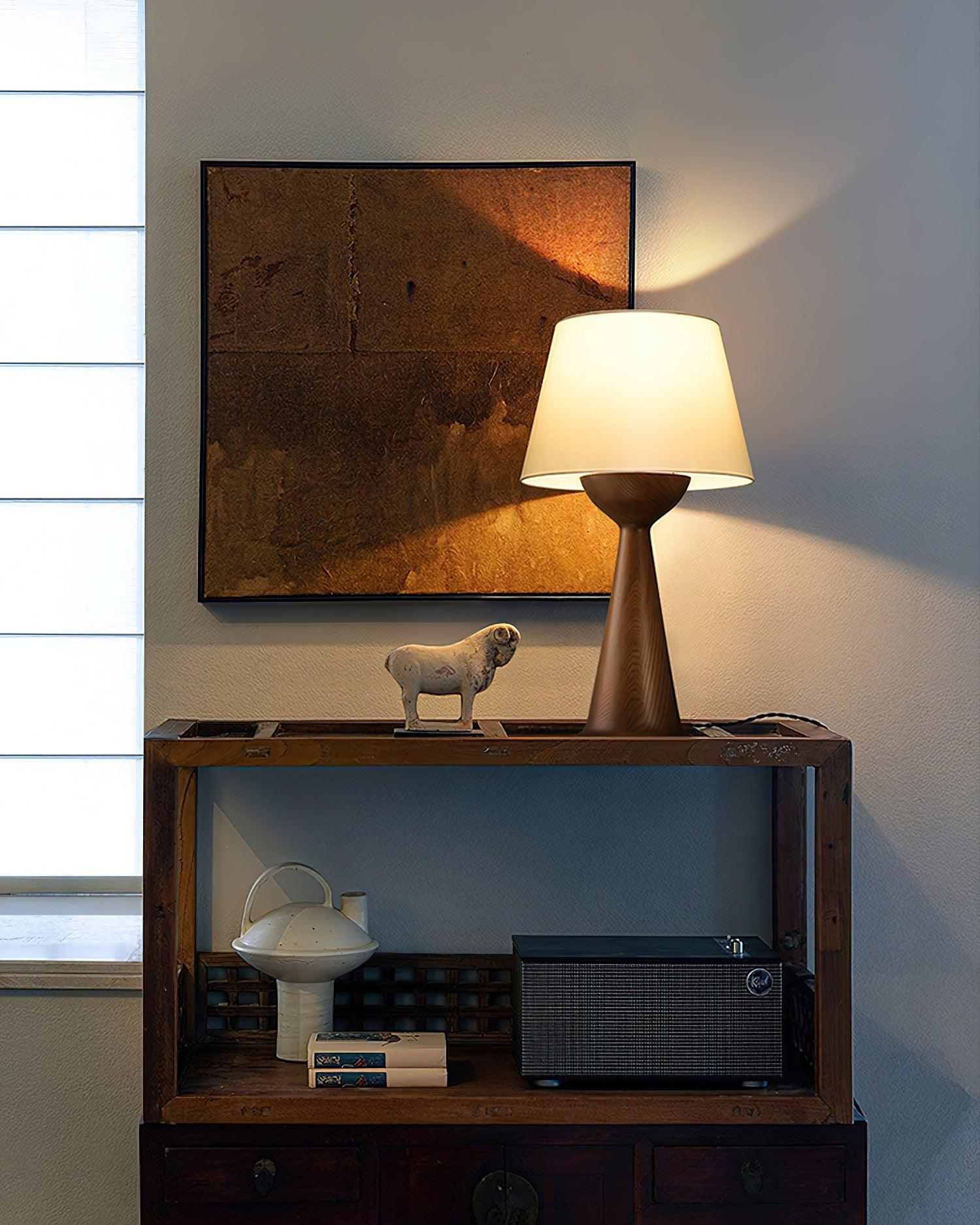 砂時計型木製テーブルランプ