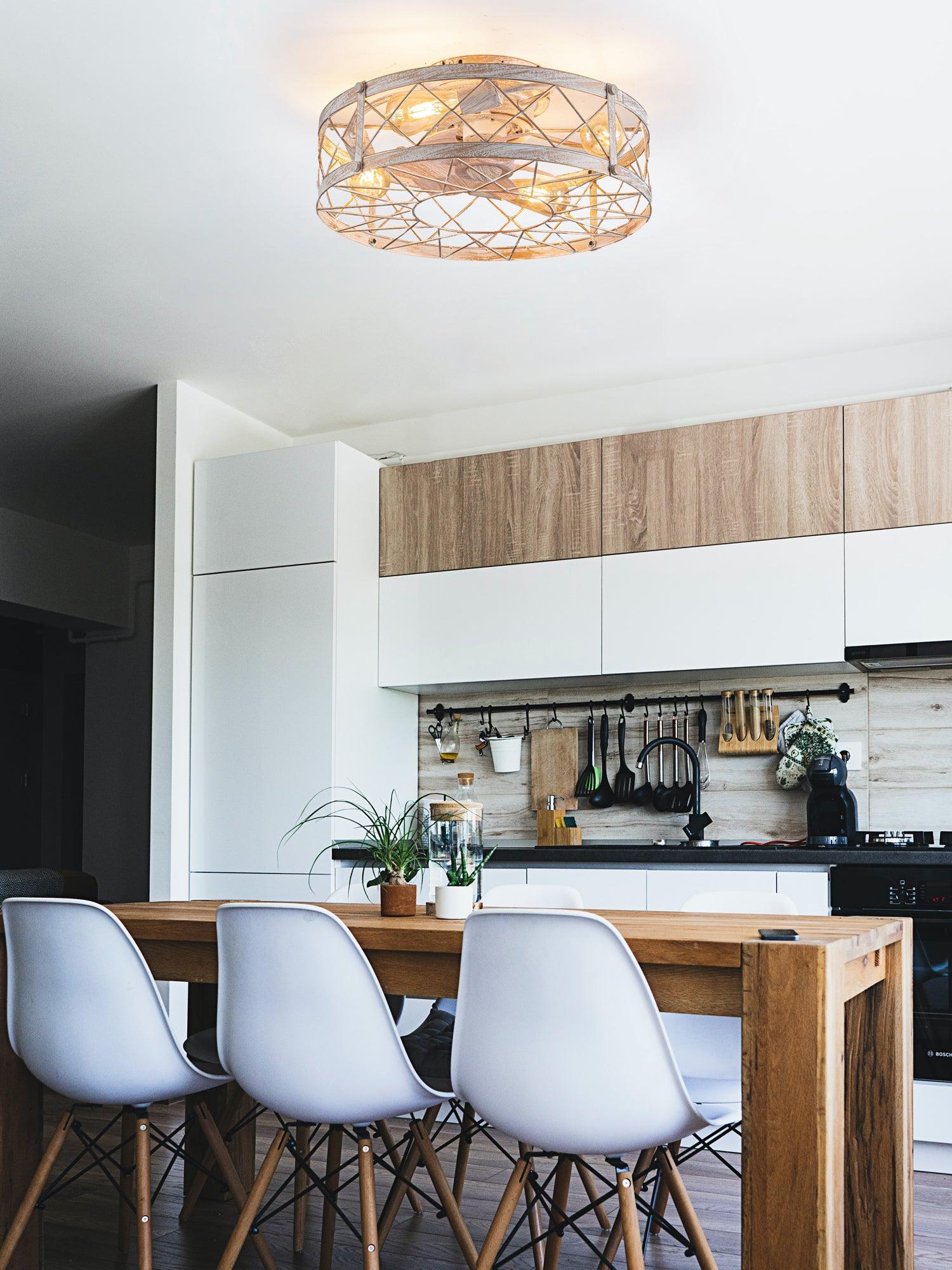 ホワイトとゴールドのメタル、リモートシーリングファンランプ付き