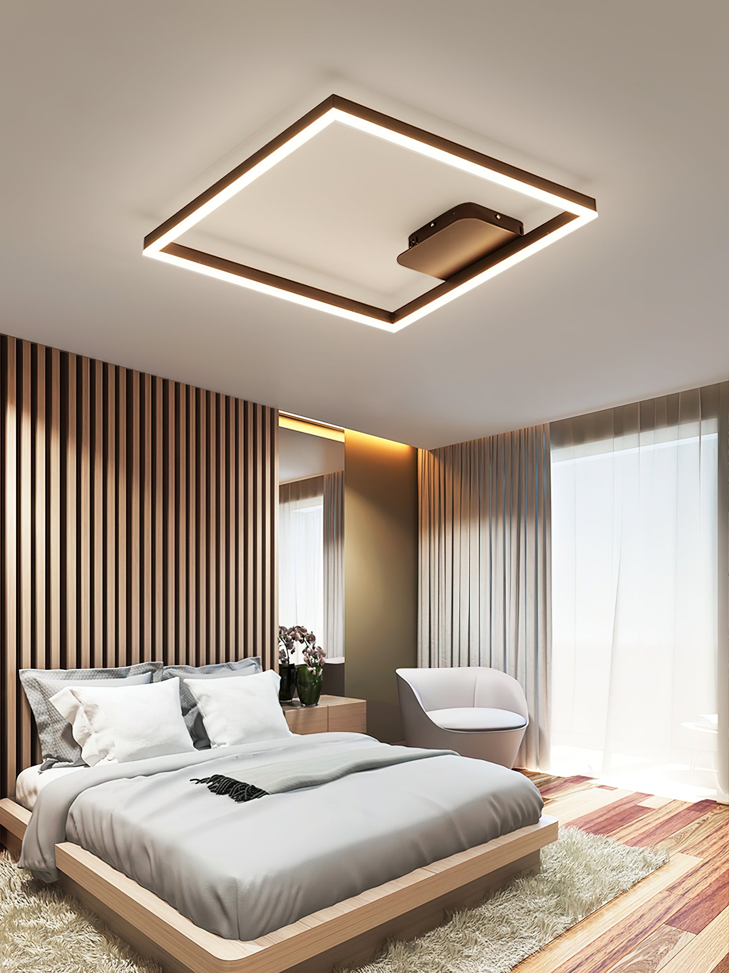 シンプルな幾何学模様の天井ランプ