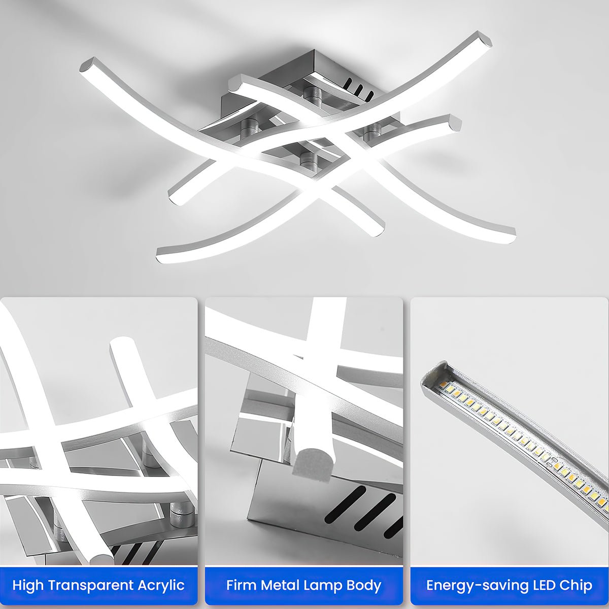 リビングルーム用シルバーモダンアルミLEDシーリングライト