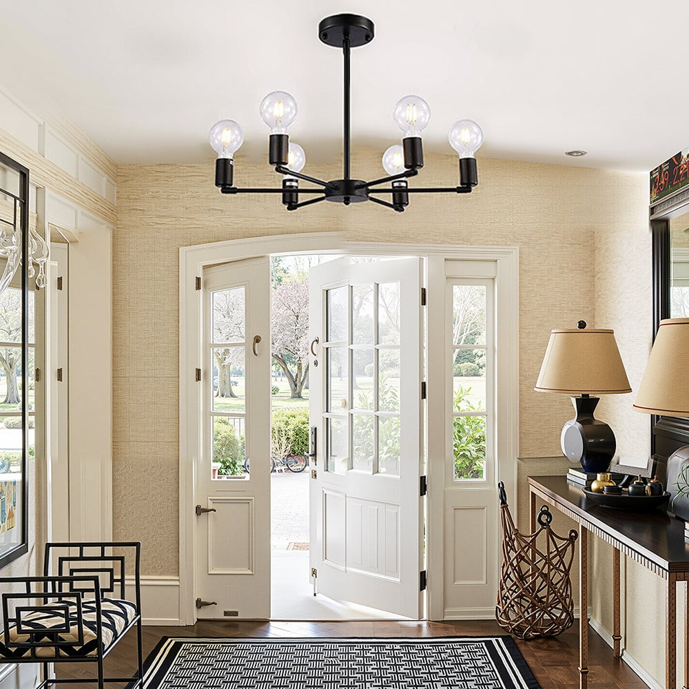 モダンインダストリアル6灯アイアンペンダントランプ