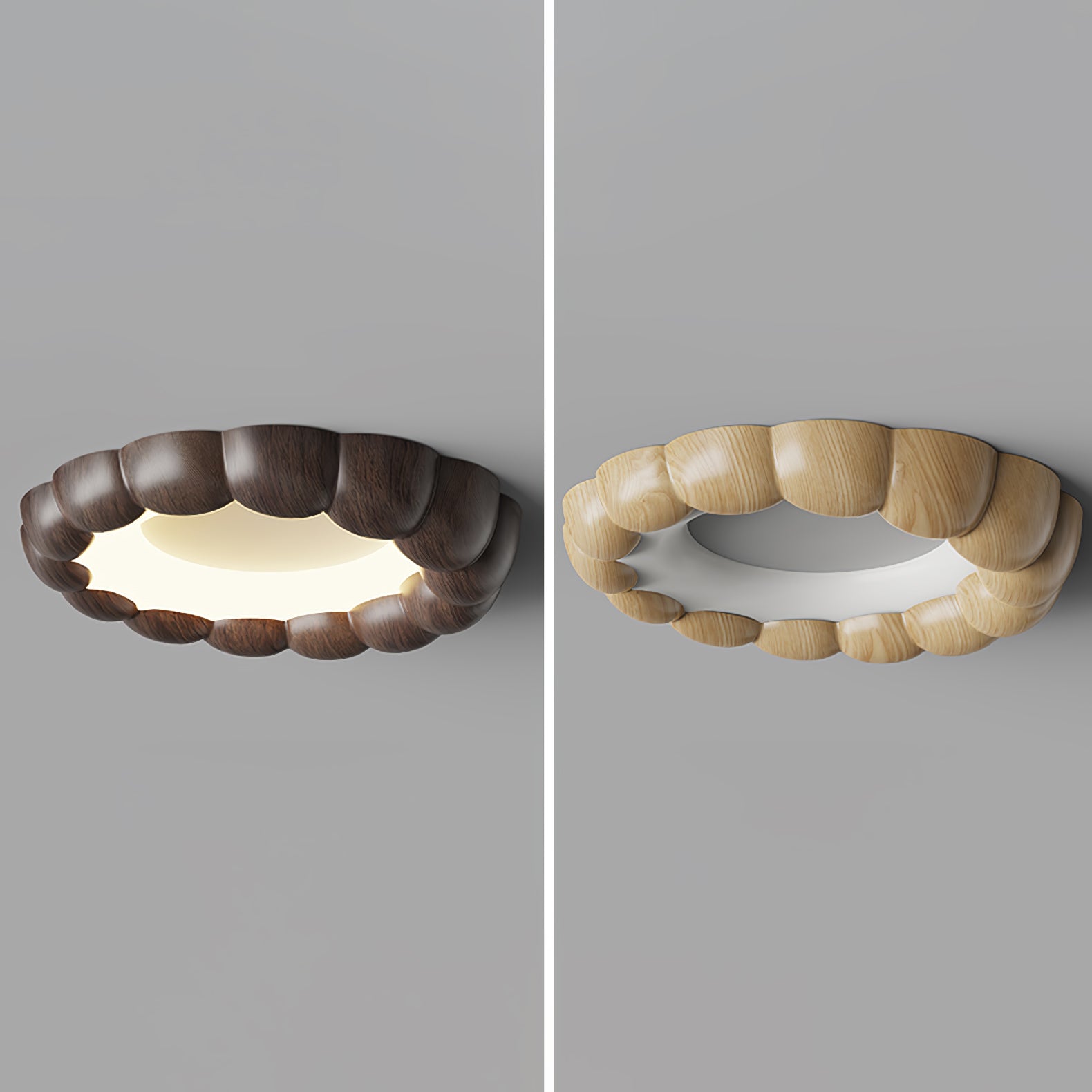 フェイクウッドリップルシーリングランプ