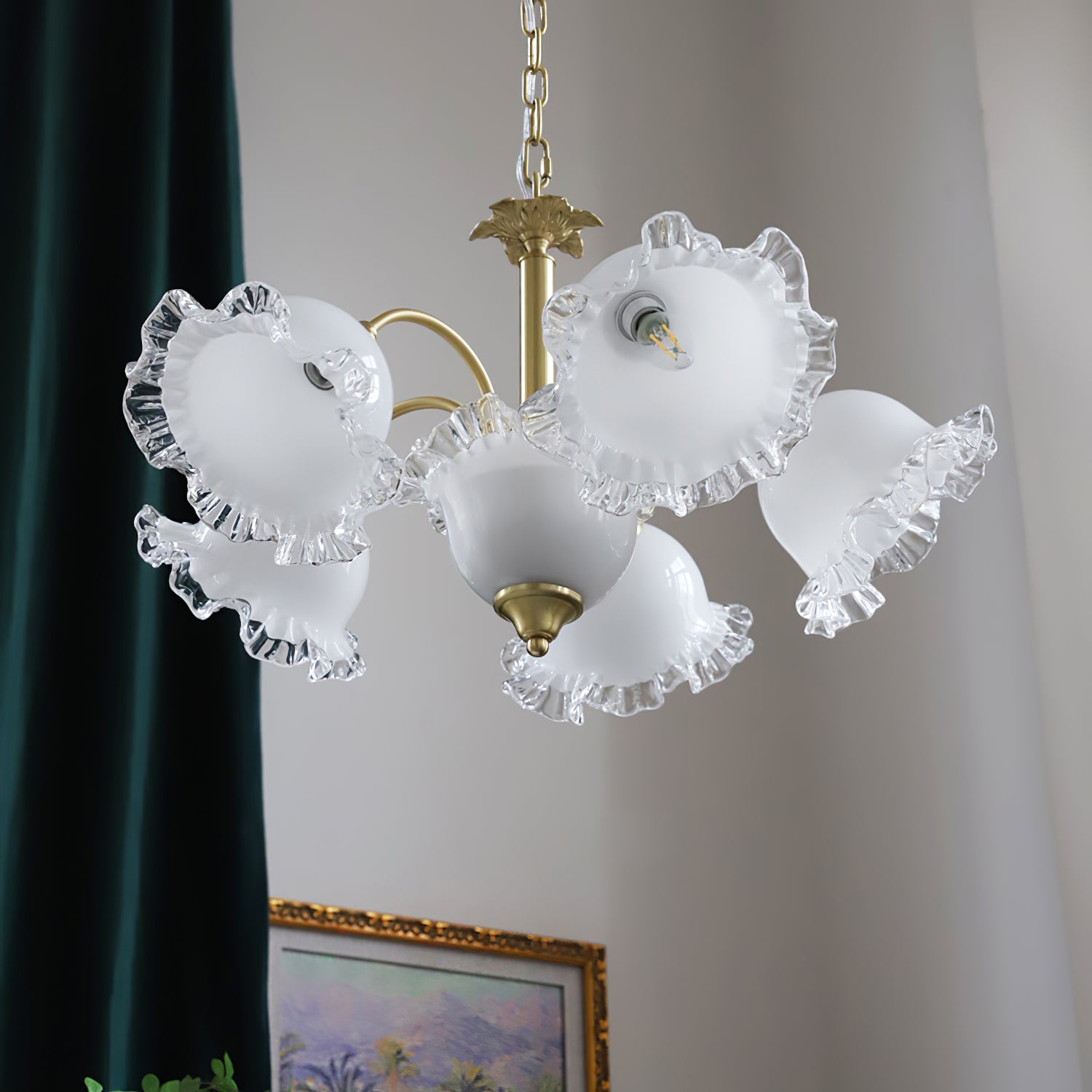 花柄ガラスシャンデリア