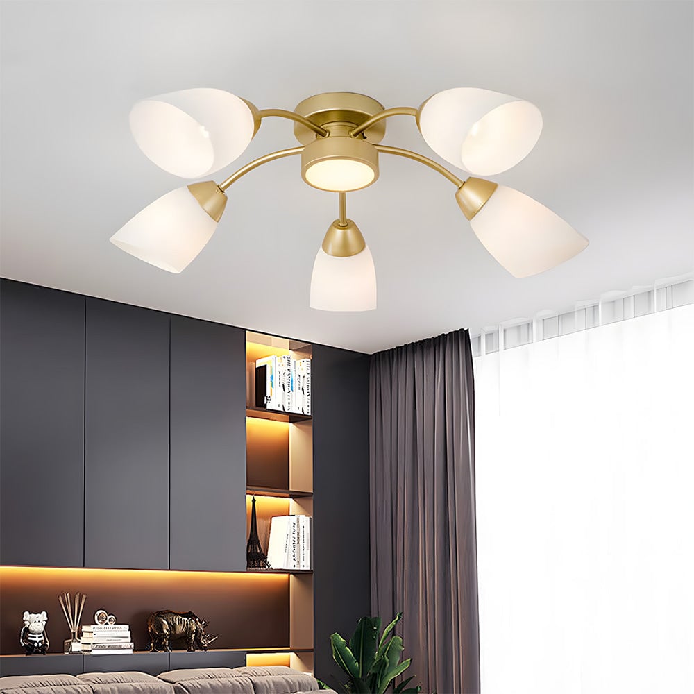 北欧風装飾 フロストガラス LED 寝室用シーリングライト