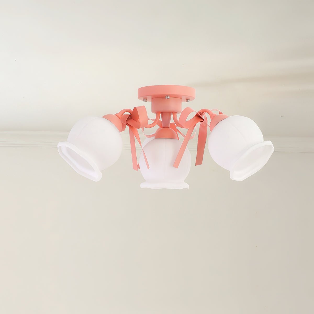 クリームガラスバッドシーリングランプ