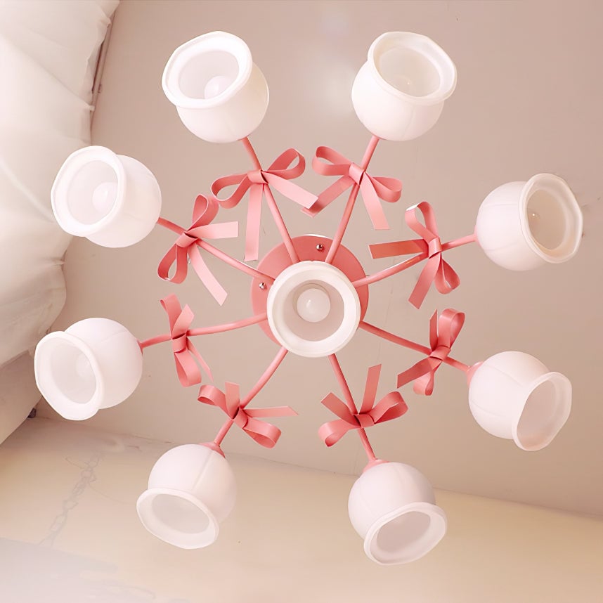 クリームガラスバッドシーリングランプ