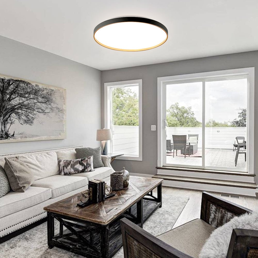 リビングルーム用ブラックラウンドフラッシュシーリングライト