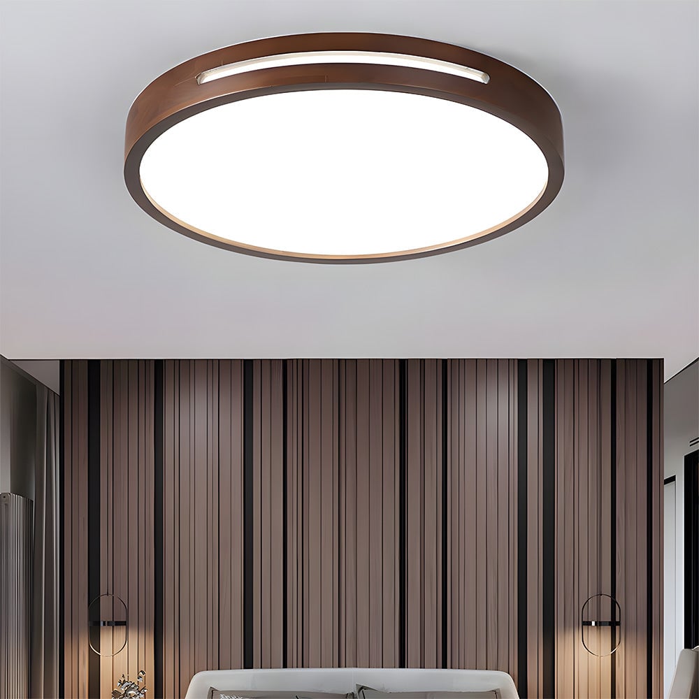 モダンなブラウンウッドLEDリビングルームシーリングライト