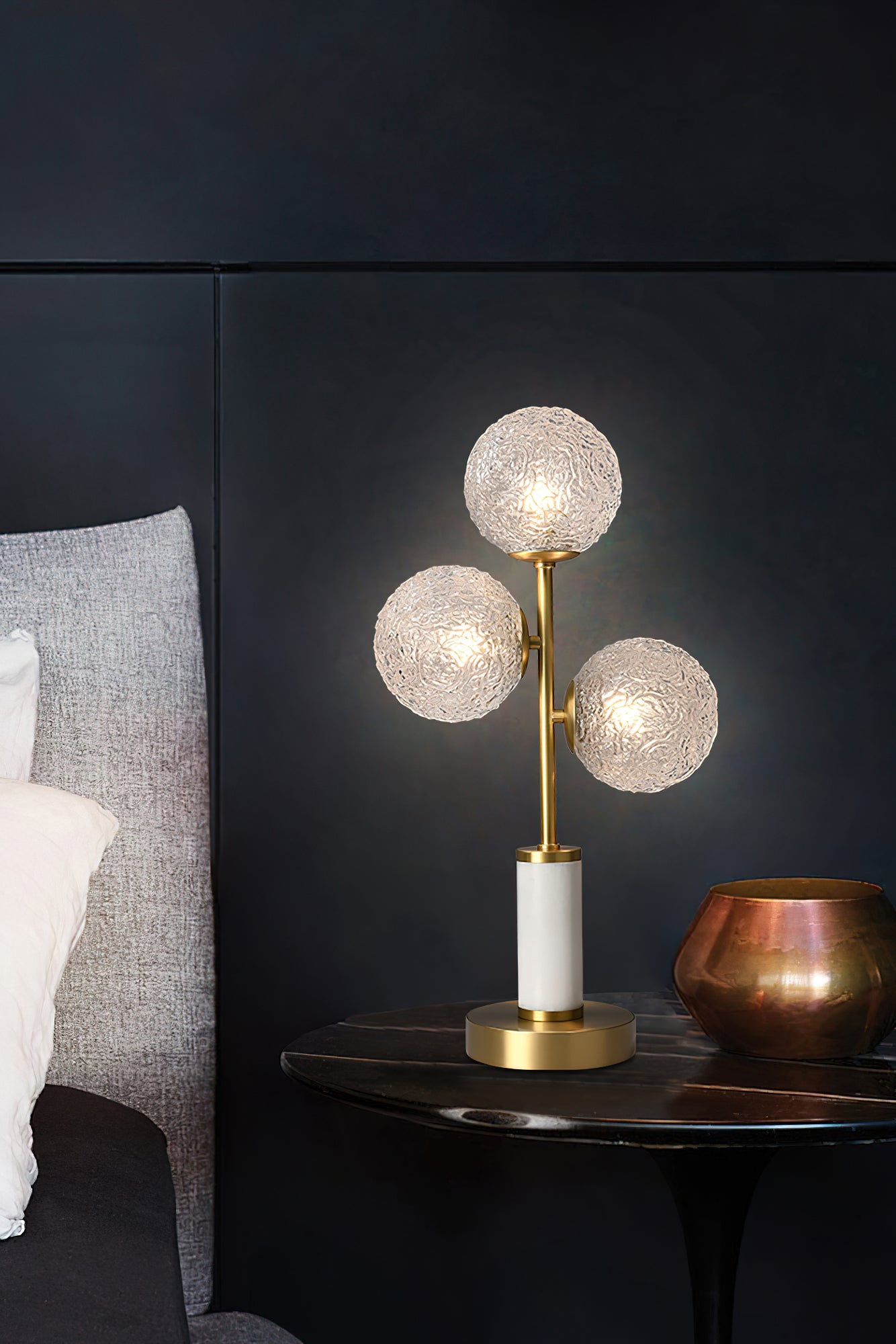 3つのヘッドガラスボールテーブルランプ