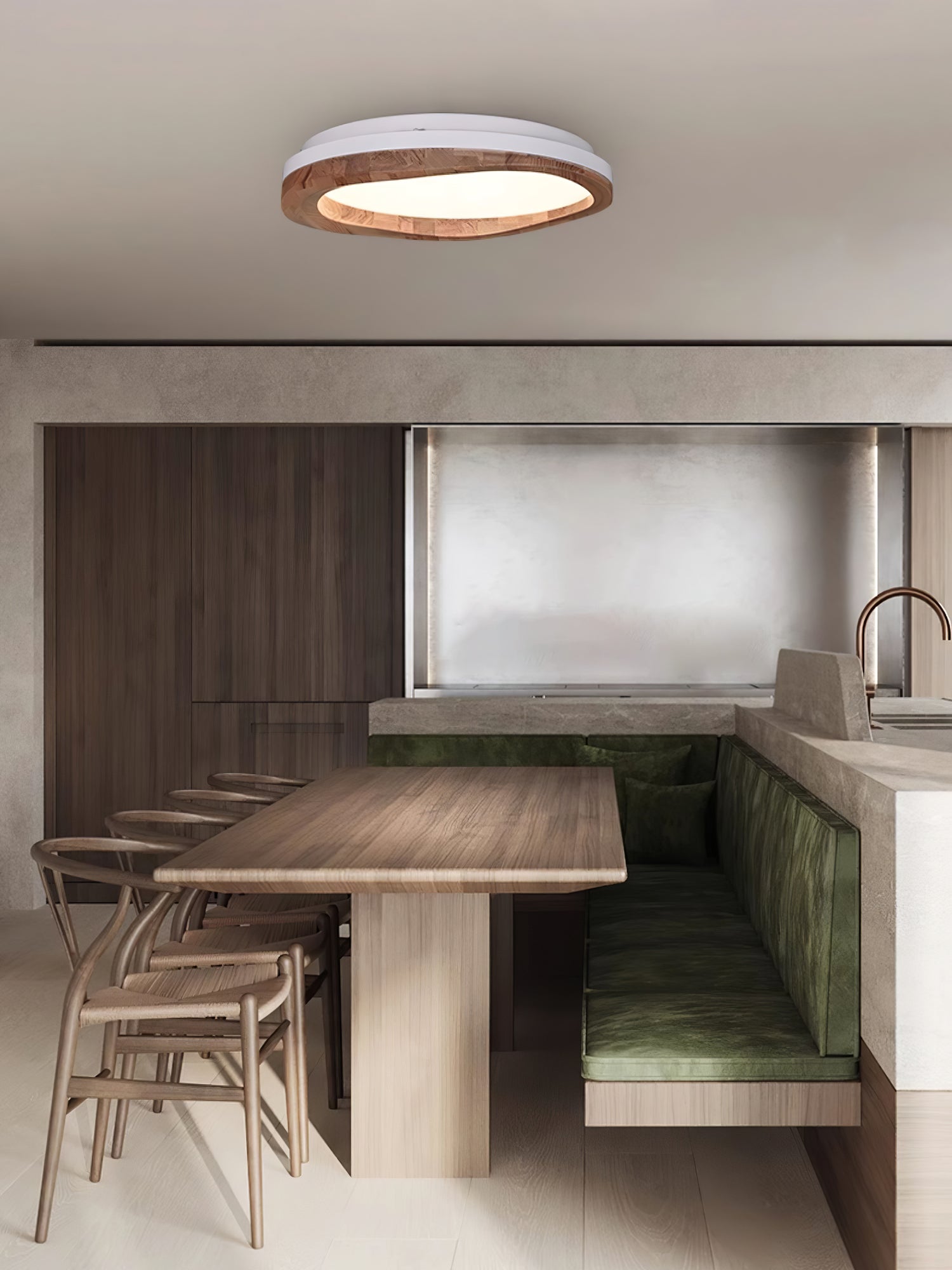 木材ラウンドウッドシーリングランプ