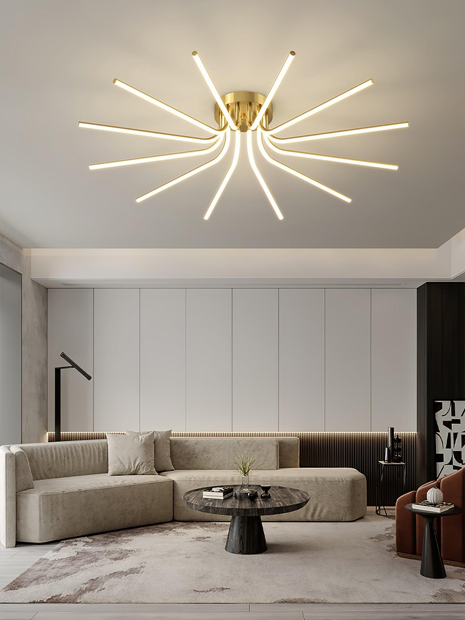 真鍮スターバーストシーリングランプ