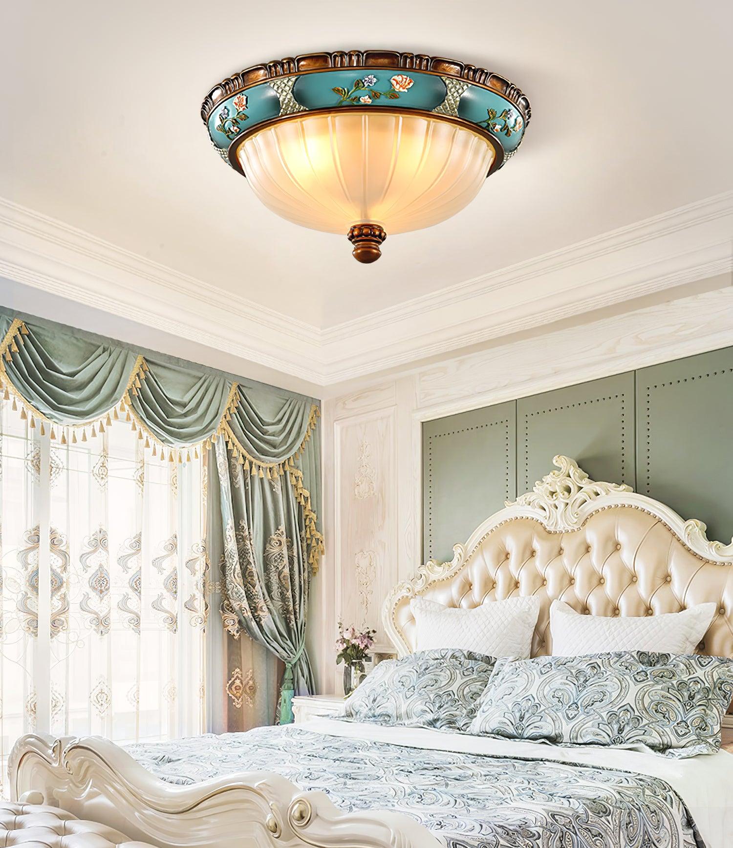 レトロな花柄樹脂埋め込み型シーリングライト